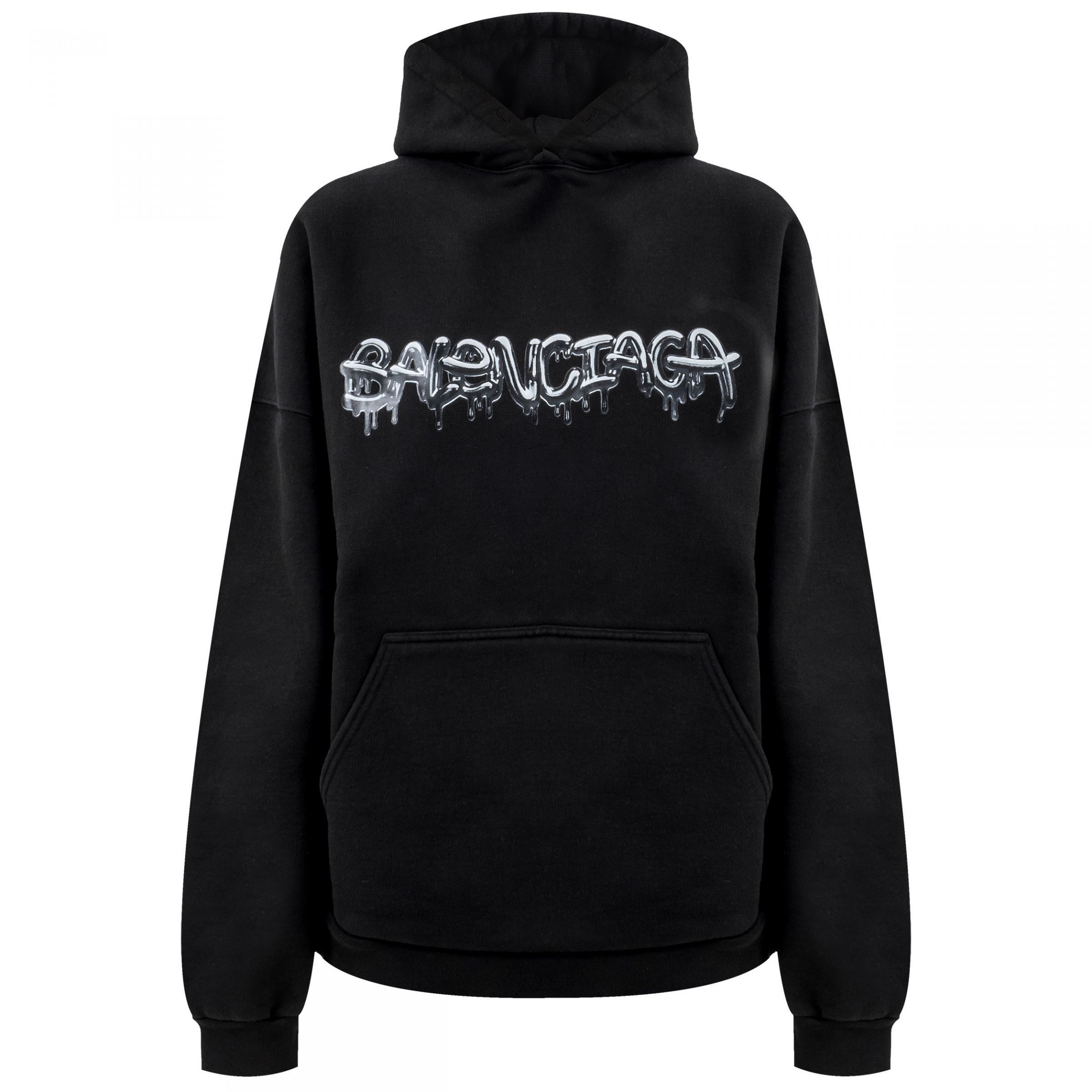 o1mt1gz0424 Slim Wide Fit Hoodies in Black