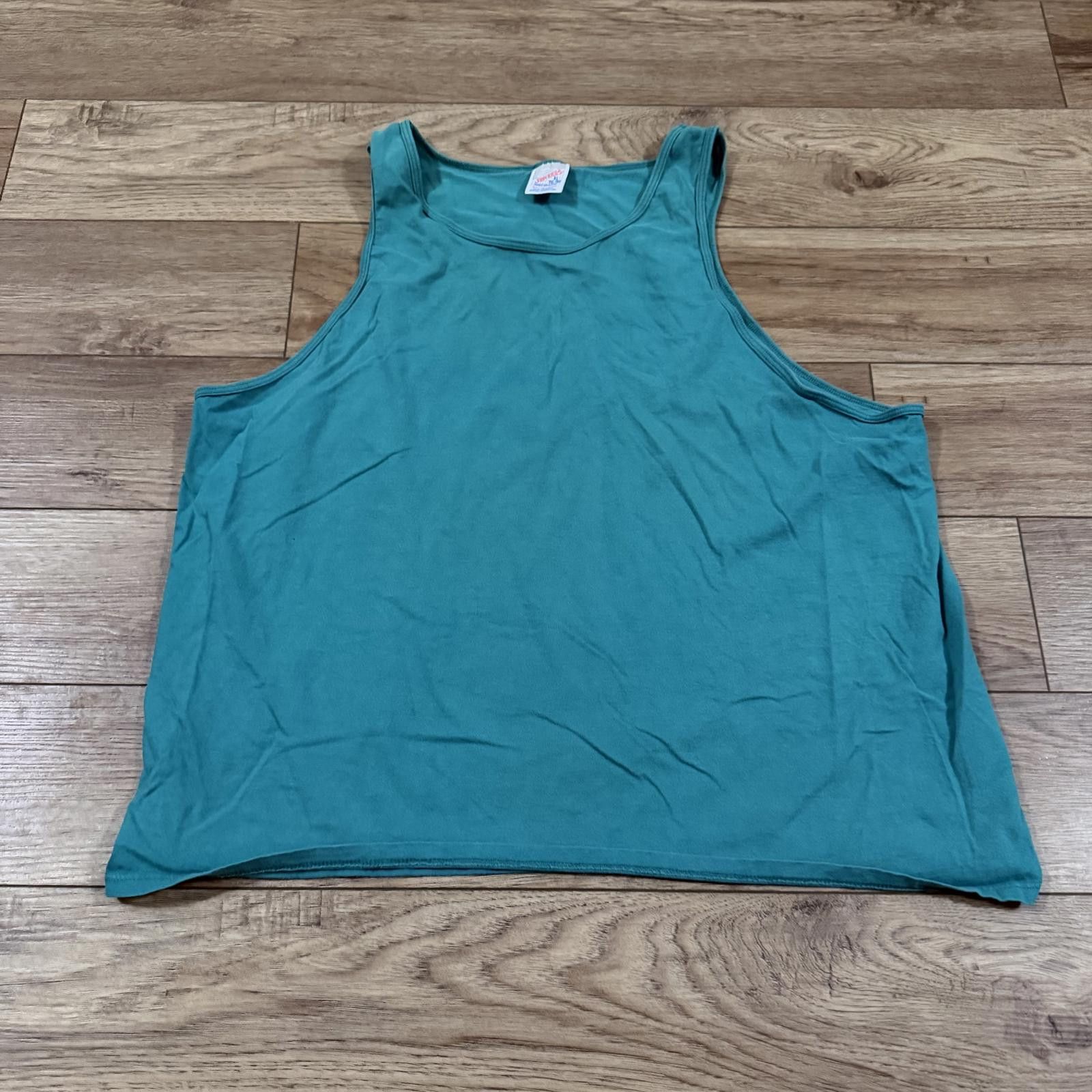 Jerzees Vintage 80s 90s Teal Tank Top XL Jerzees Russell Summer Gym Size US XL / EU 56 / 4 - 1 Thumbnail