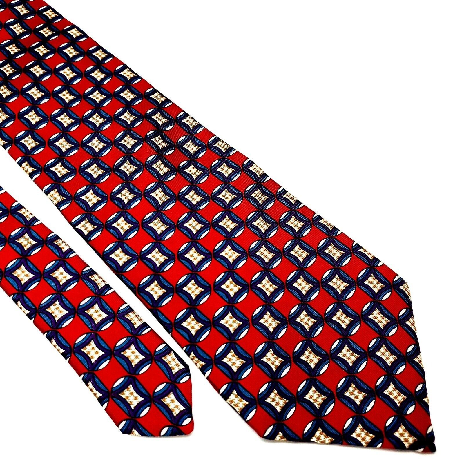 Christian Dior Monsieur Christian Dior Monsieur Silk Tie Print Short Wide Red Geomet Size ONE SIZE - 1 Thumbnail