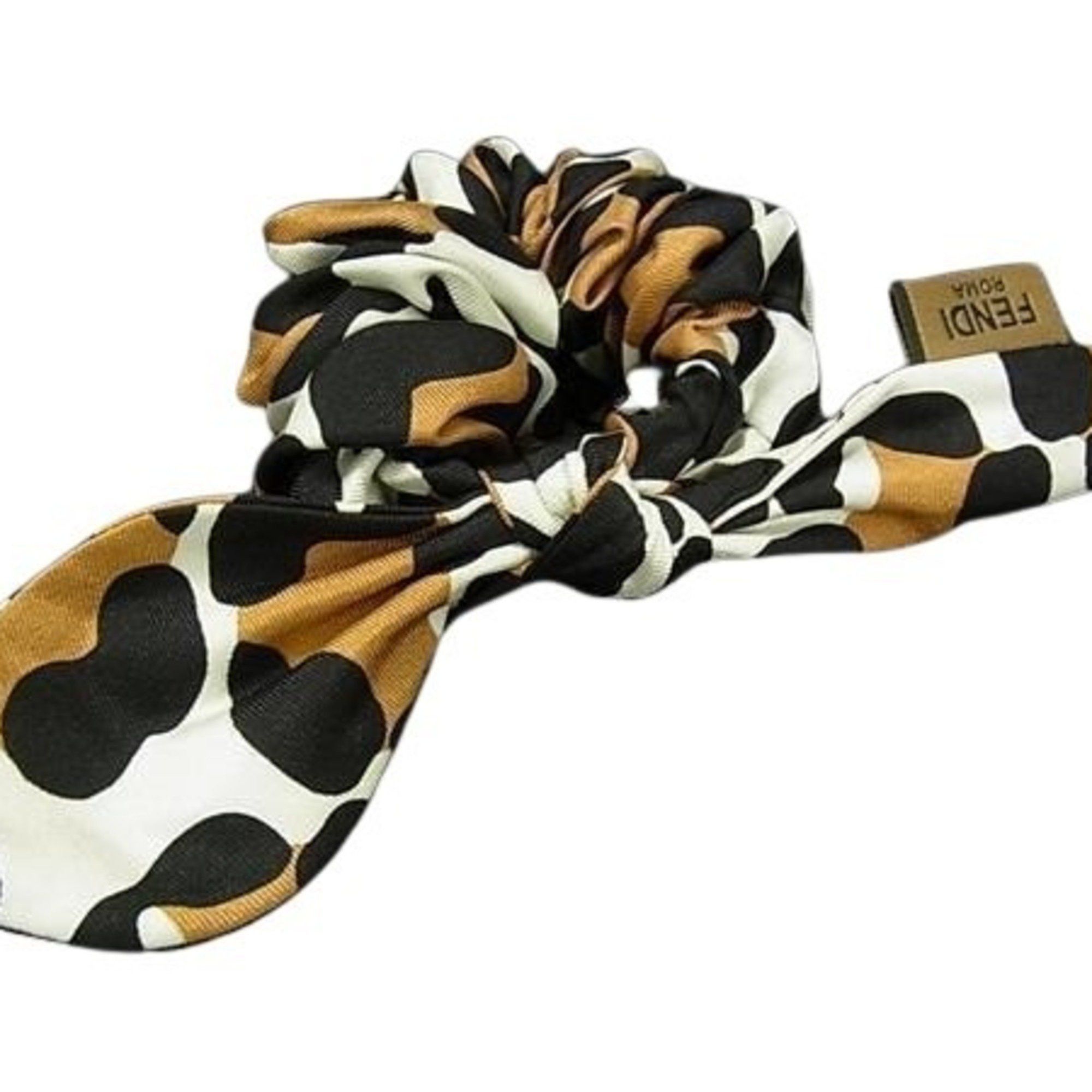 Fendi FENDI Hair Accessory Scrunchie - Brown, Ivory, and Black Silk Women's Tie Ribbon Size ONE SIZE - 1 Thumbnail