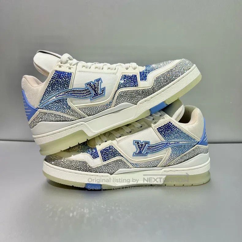 Louis Vuitton Louis Vuitton Trainer White and Blue Gradient Full Drill P Size US 8.5 / EU 41-42 - 4 Thumbnail