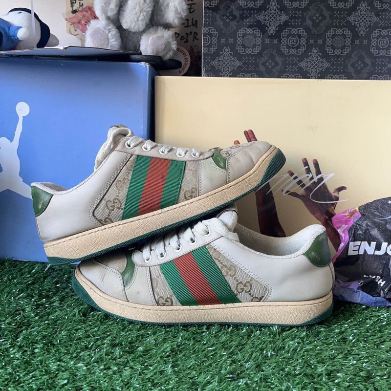 Gucci Gucci Screener Green Leather Low-Top Sneakers - Size US 10 / EU 43 - 6 Thumbnail