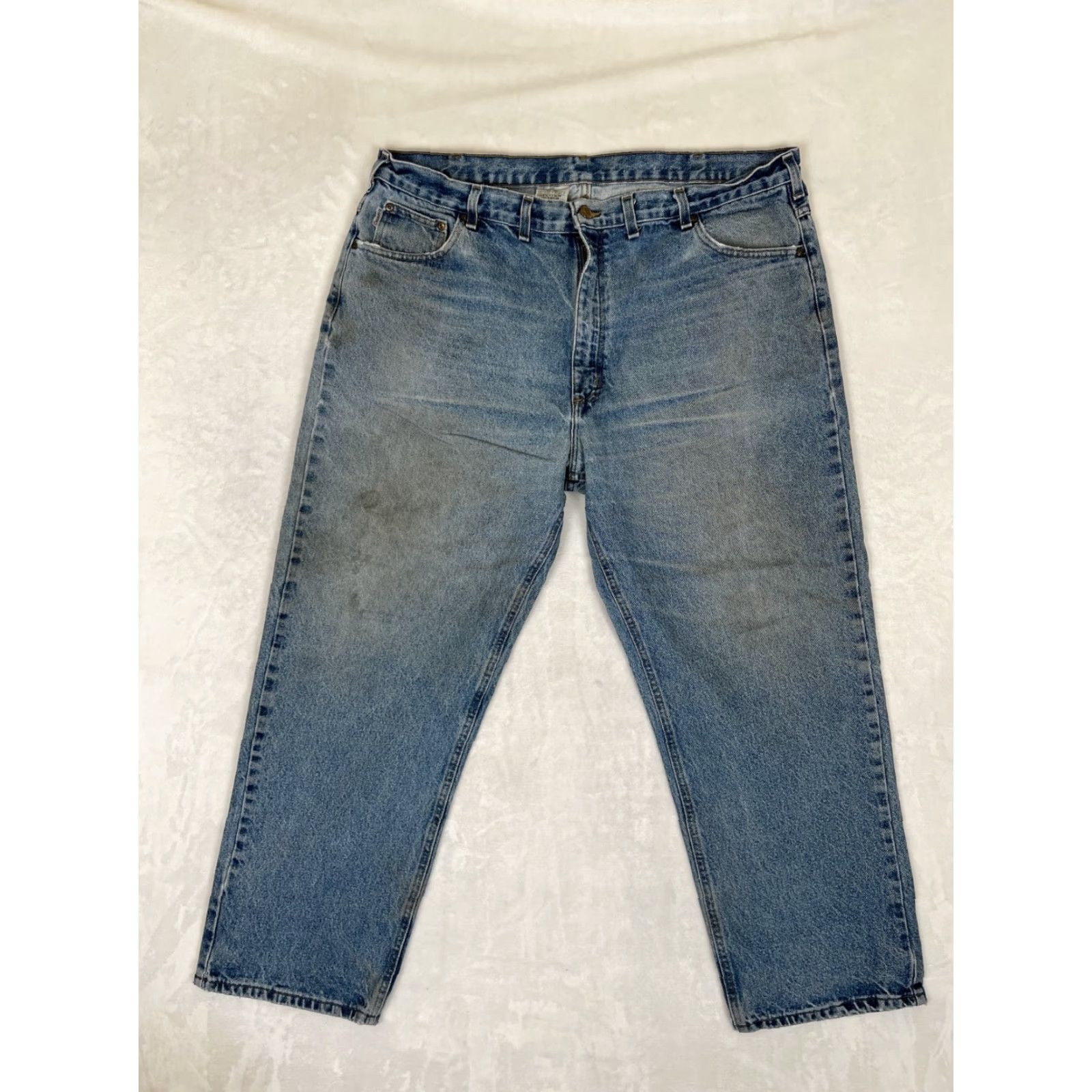 Carhartt VINTAGE Carhartt B160 DST Jeans Mens 42x30 Distressed Denim Leather Tag Workwear Size US 42 / EU 58 - 2 Thumbnail