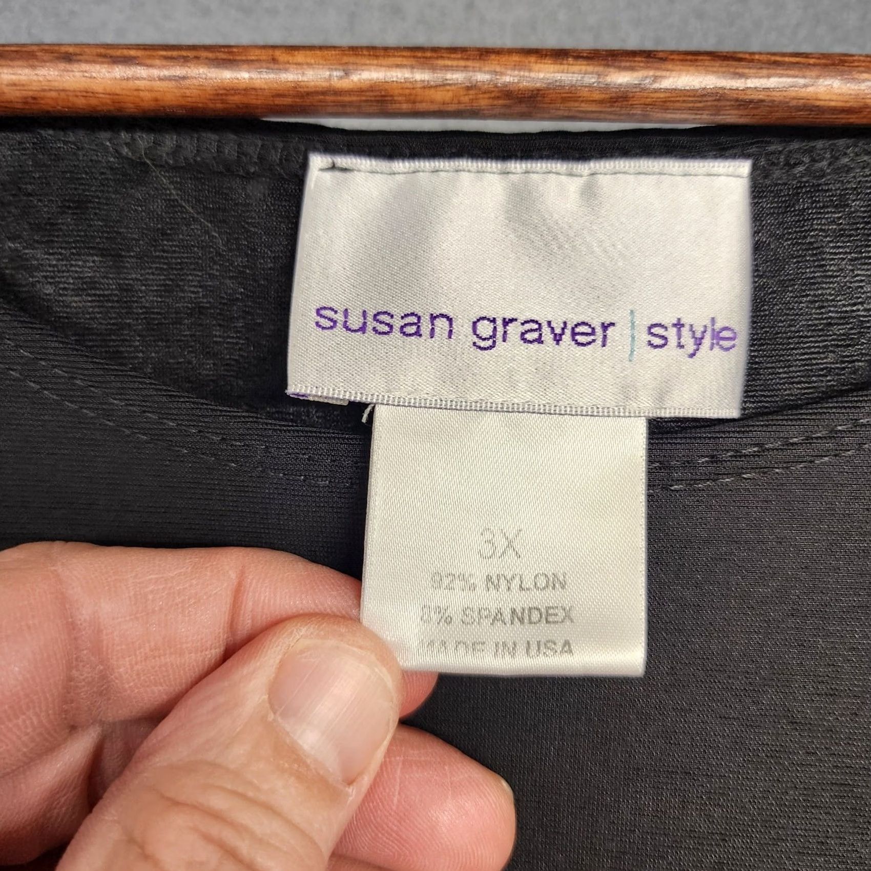 Vintage VINTAGE Susan Graver Style Dress Womens 3X Black Shift Liquid Knit Short Sleeve Stretch Midi Pullover Machine Washable Solid Spring Summer Womens Size 40" / US 18 - 3 Thumbnail