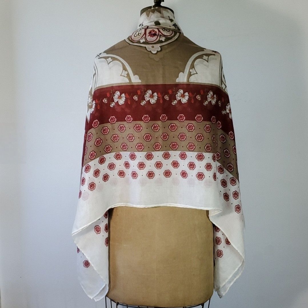 Other Sarong Scarf 52x52" Wrap Large Lightweight Burgundy Green Size ONE SIZE - 4 Thumbnail
