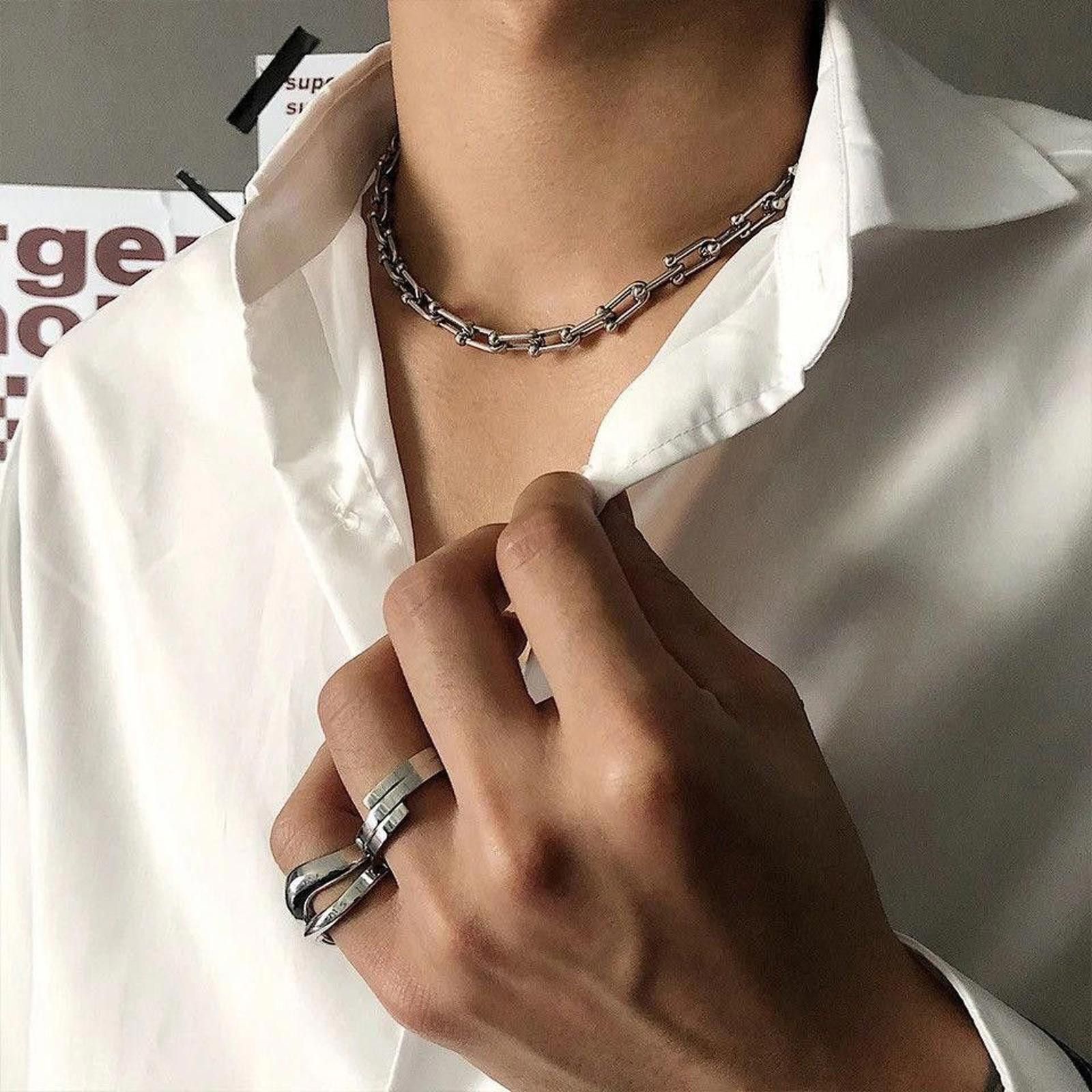 Jewelry 45 CM Horseshoe Buckle U-shaped Choker Chain Necklace Size ONE SIZE - 3 Thumbnail
