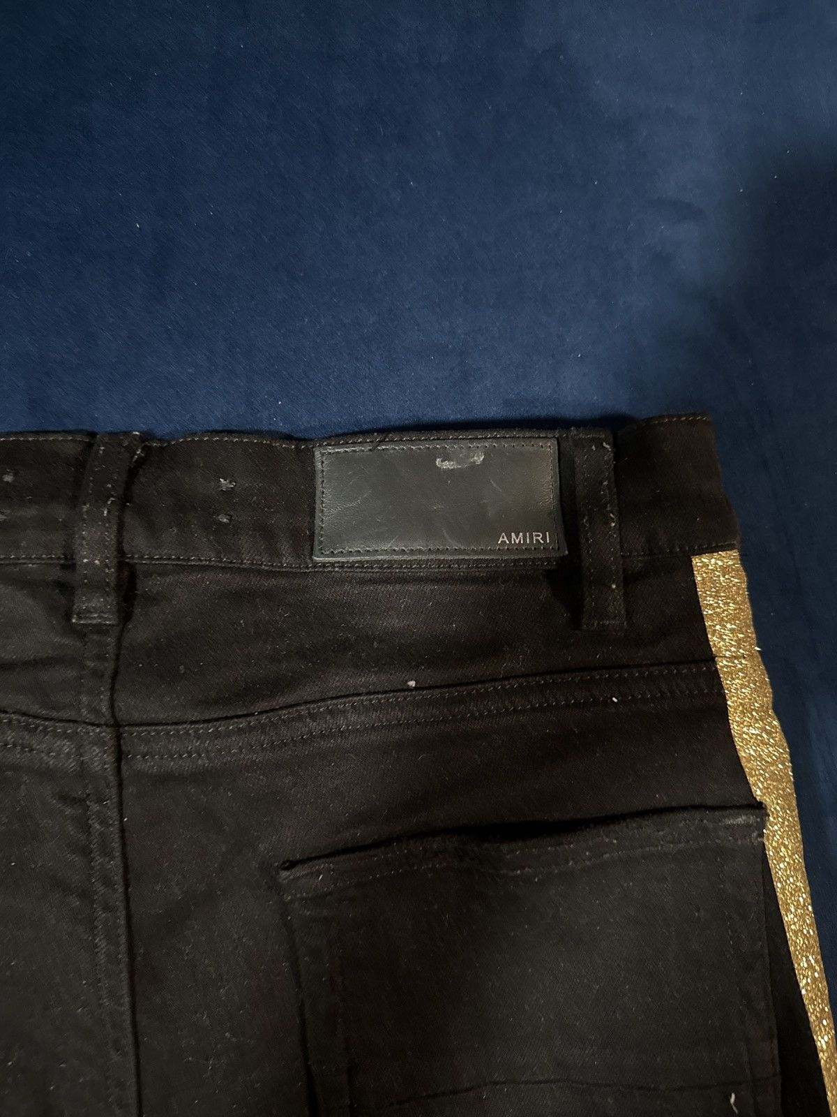 Amiri AMIRI GOLD GLITTER STRIPE BLACK DENIM Size US 28 / EU 44 - 4 Thumbnail
