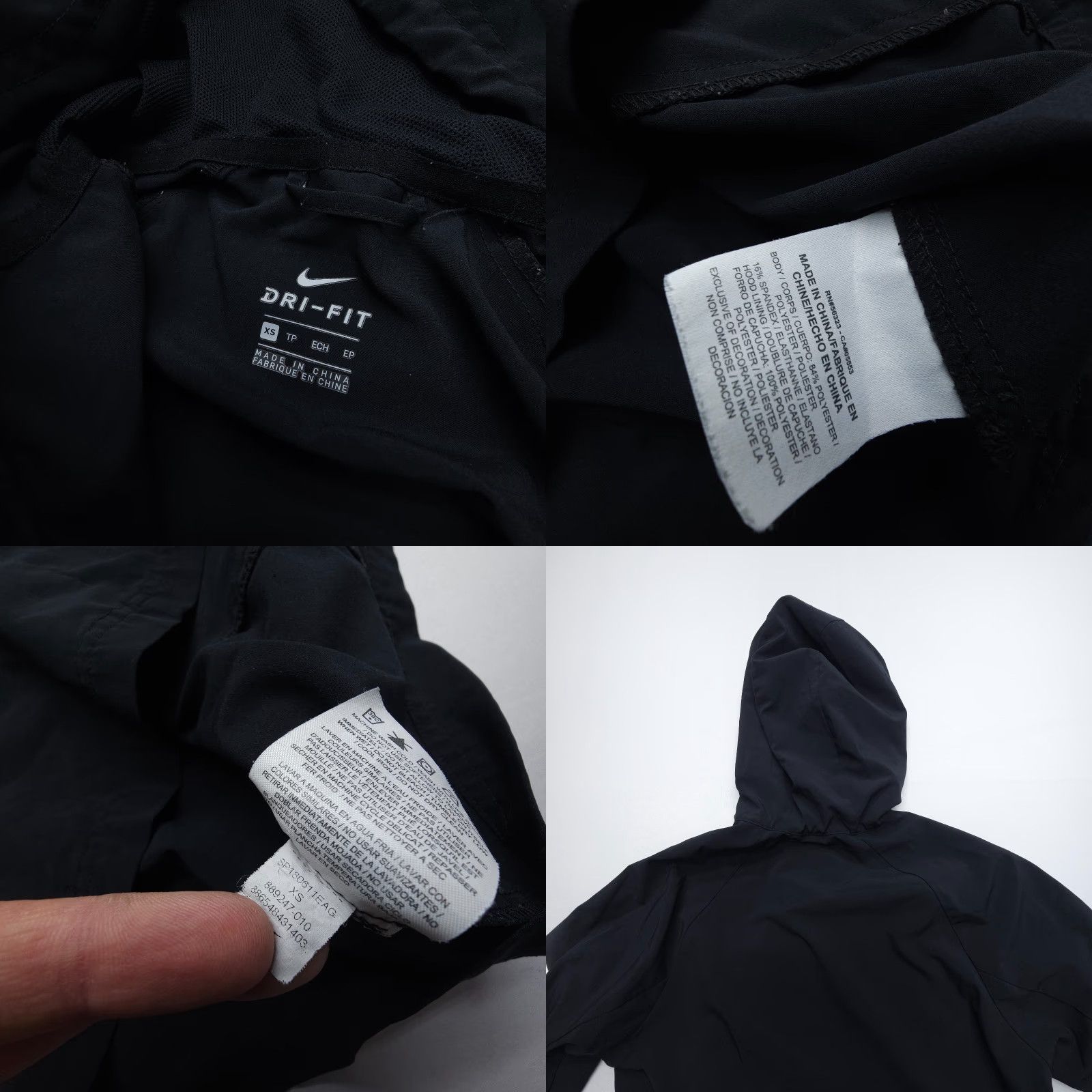 Nike Nike Womens Jacket XS Packable Windbreaker Hooded Anorak Black White Run/Walk Active Gear Size XS / US 0-2 / IT 36-38 - 8 Thumbnail