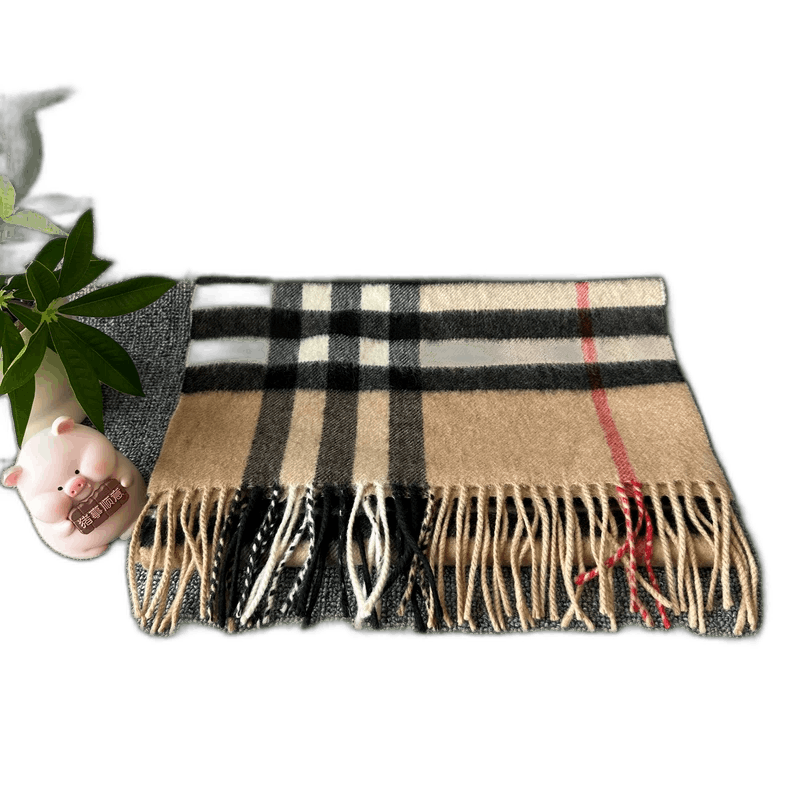 Burberry Burberry Fringe Plaid Cashmere Scarf-yf Size ONE SIZE - 1 Thumbnail