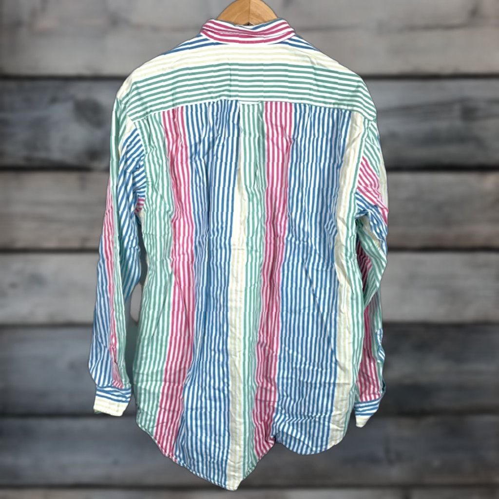 Nautica Nautica Shirt Men's XL Colorful Striped Oversized VTG Preppy Pattern Primary Button-Up Collared Long Sleeve Casual Multicolor Size US XL / EU 56 / 4 - 1 Thumbnail