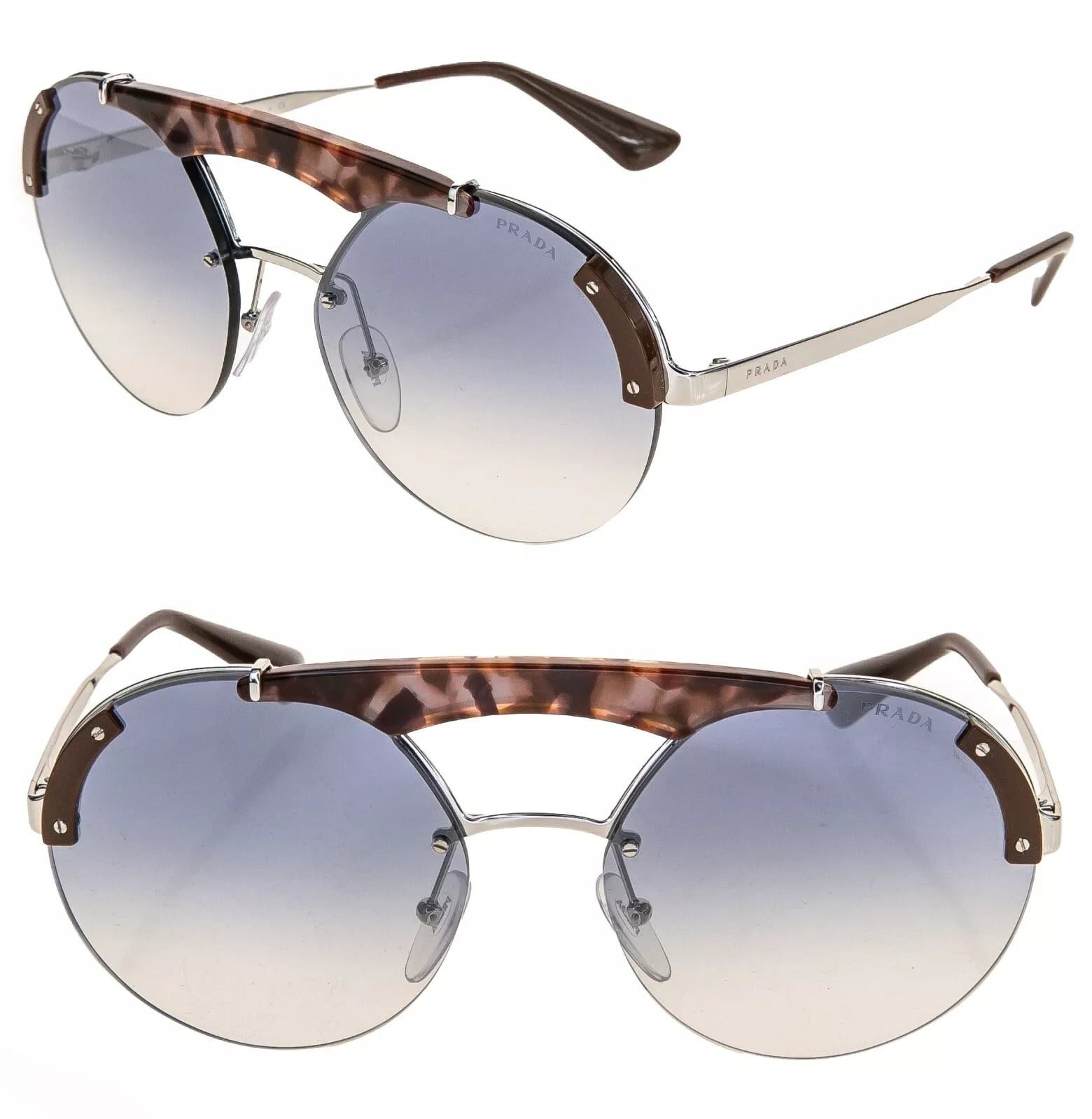 Prada PRADA ORNATE Sunglasses 52U Silver Blue Mirrored PR52US Size ONE SIZE - 1 Thumbnail