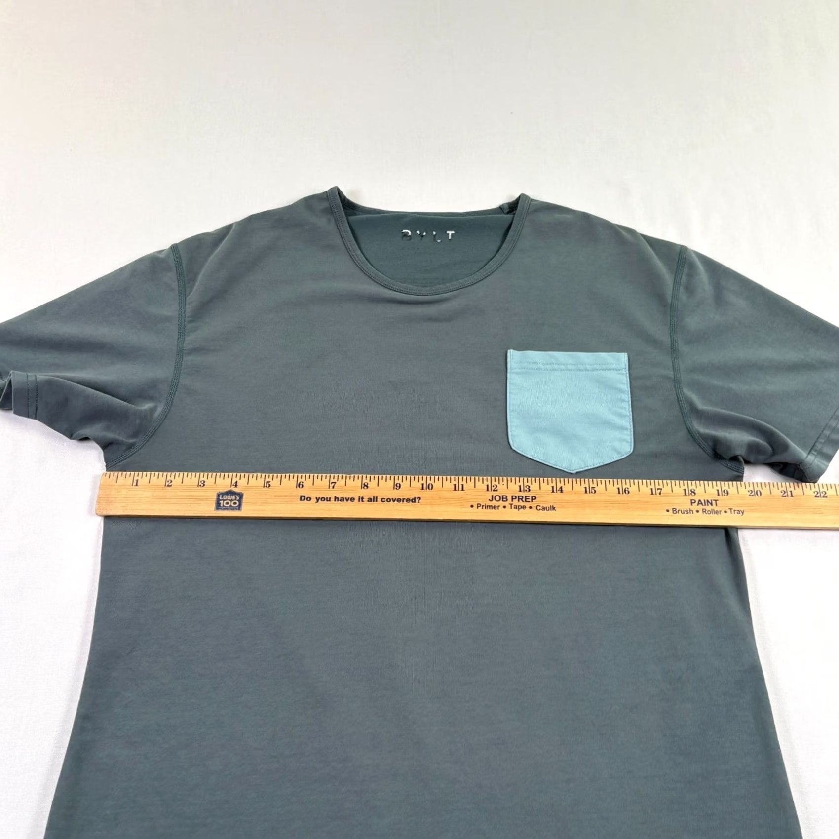Asics BYLT Basics Shirt Mens M Gray Drop Cut Crew Neck Stretch Athleisure Pocket Shirt Mens Gray BYLT Basics Pocket Crew Neck Short Sleeve T-Shirt Size US M / EU 48-50 / 2 - 5 Thumbnail