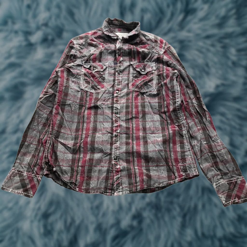 BKE BKE Plaid Snap Flannel Shirt Mens M Long Sleeve Gray Red Size US M / EU 48-50 / 2 - 1 Thumbnail