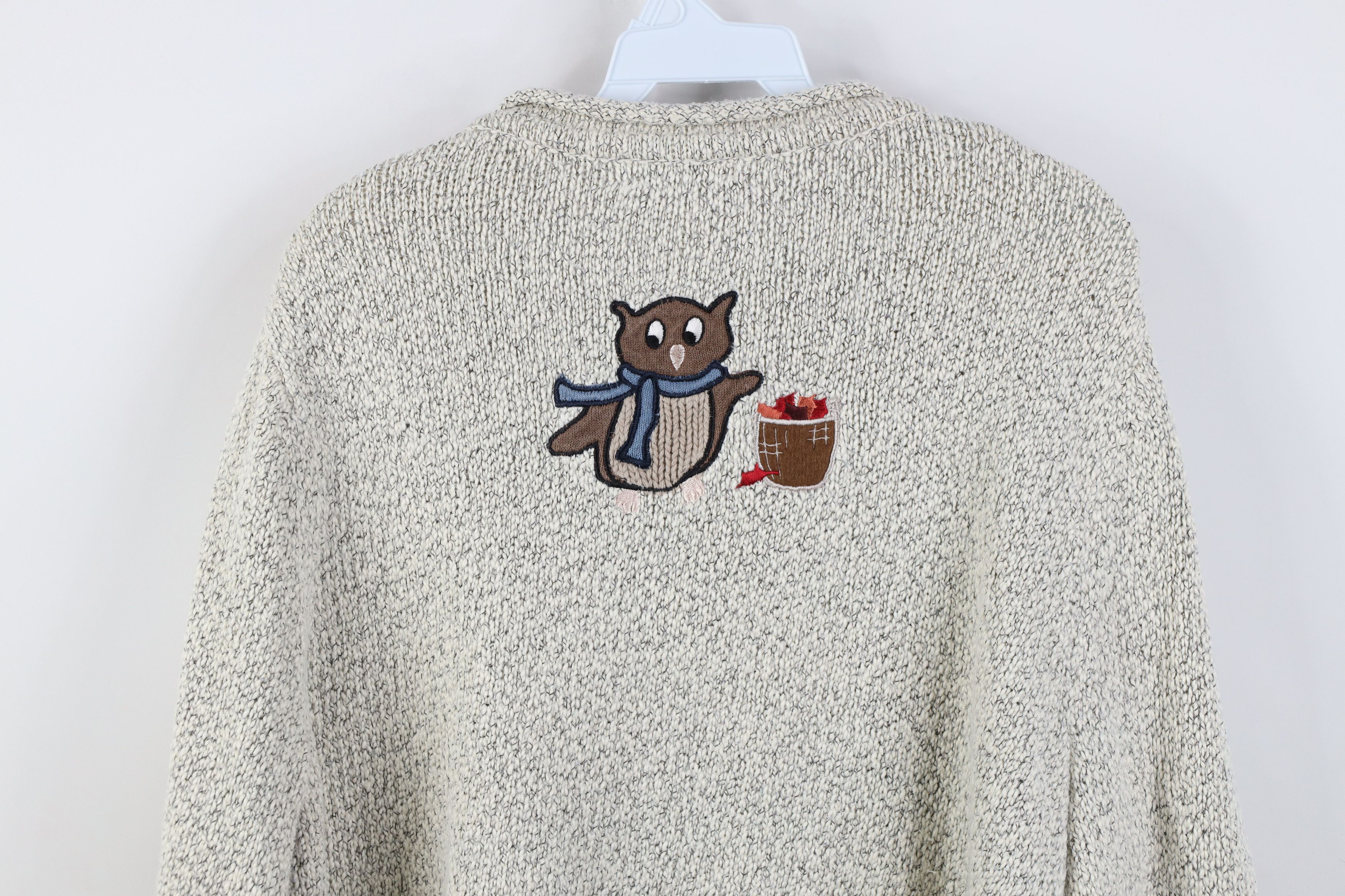 Vintage Vintage 90s Streetwear Marled Hand Embroidered Owl Sweater Size XXL / US 16-18 / IT 52-54 - 13 Thumbnail