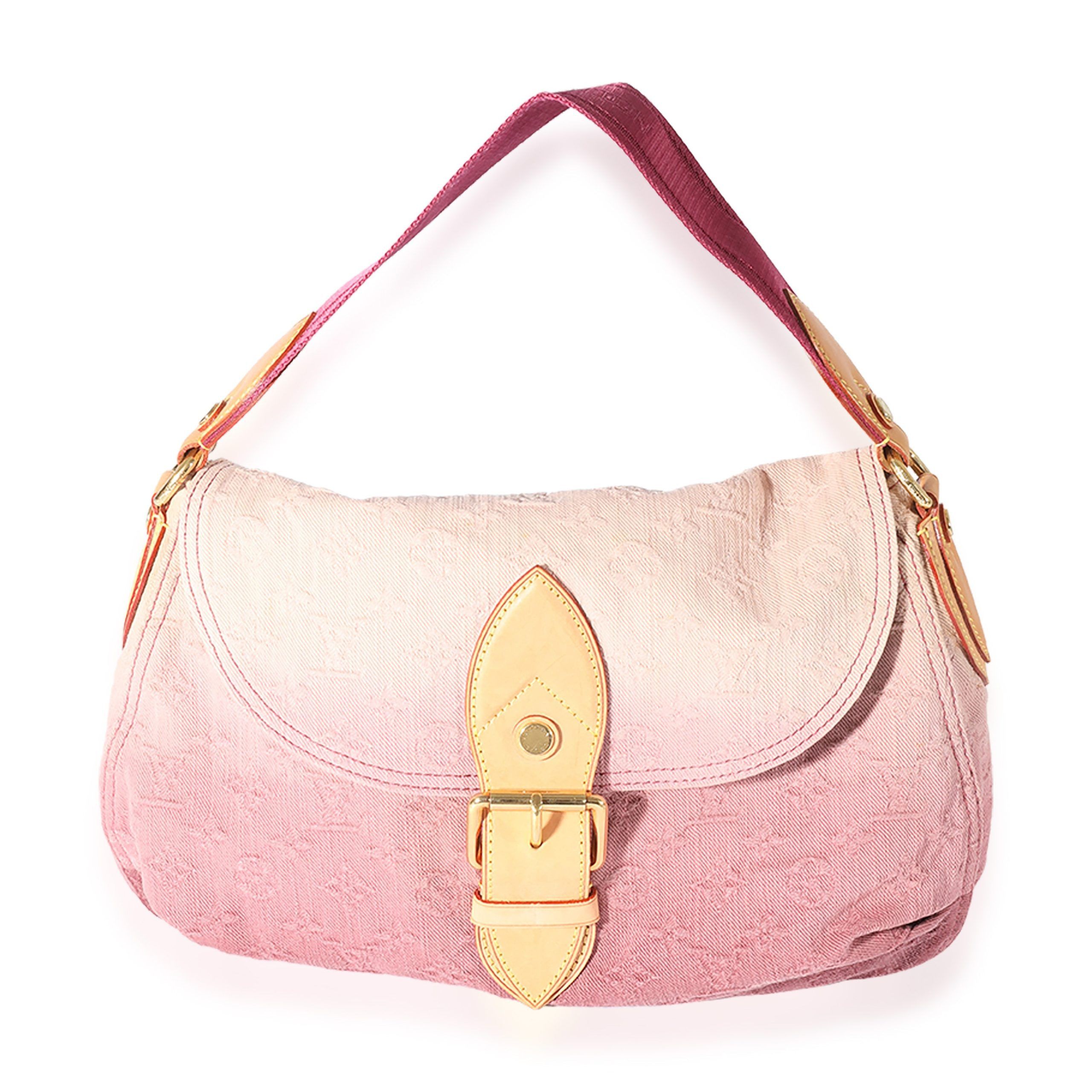 image of Louis Vuitton Fauviste Denim Monogram Sunshine Shoulder Bag in Pink, Women's
