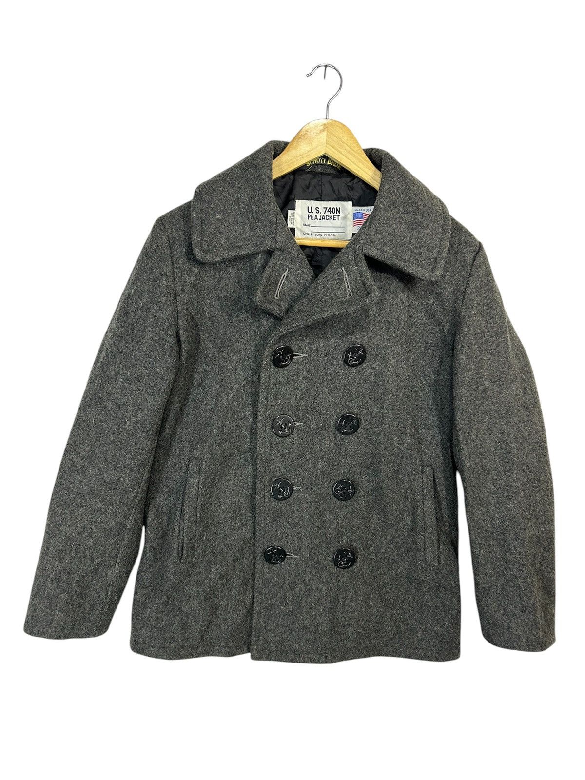 Schott Leather pea coat 740n jacket | Grailed