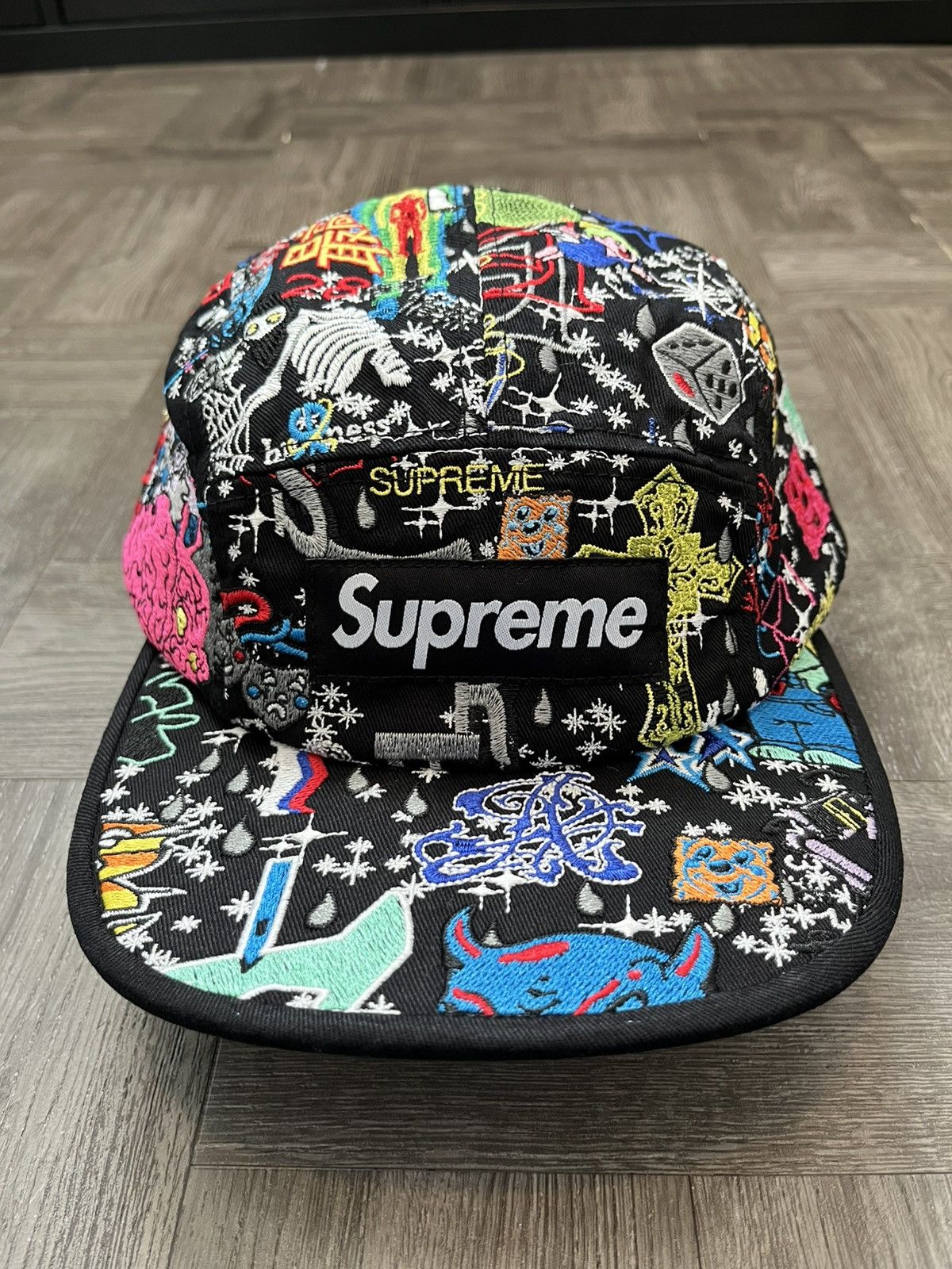 Supreme Supreme AOI Embroidered Camp Cap Black | Grailed