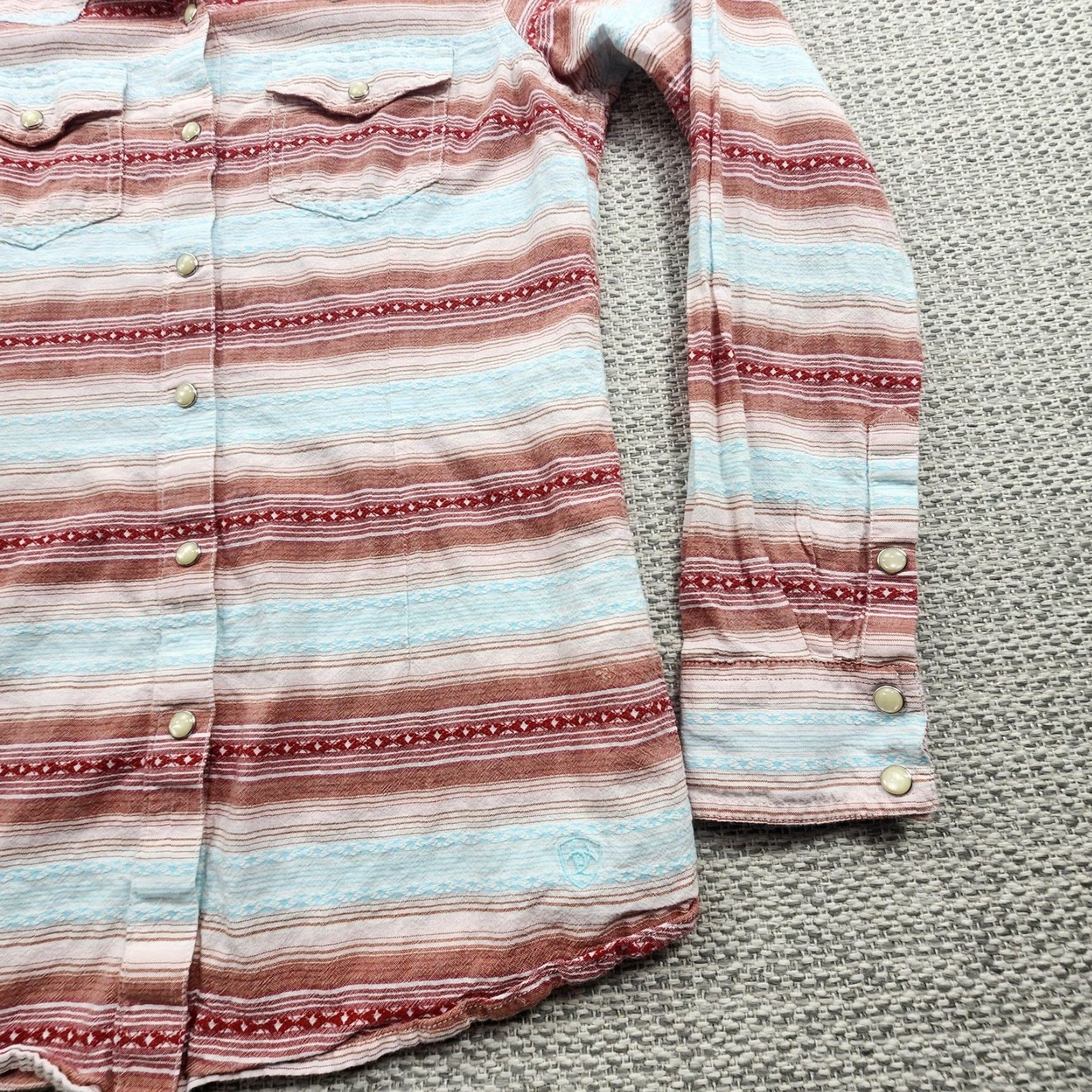 Ariat Ariat REAL Shirt Womens Small Red Blue Western Snap Button Long Sleeve Cotton Size S / US 4 / IT 40 - 2 Thumbnail