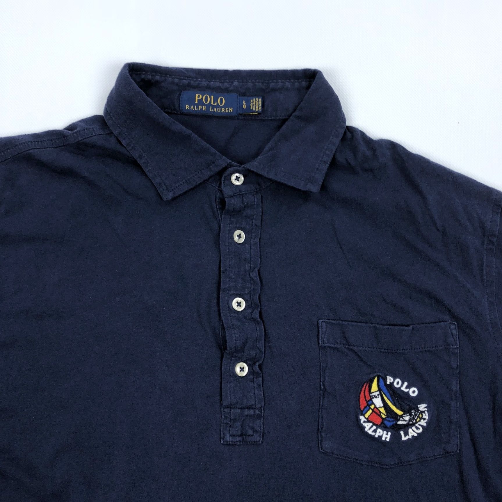 Polo Ralph Lauren Polo Ralph Lauren Polo Shirt Navy Blue Embroidered Sailboat Custom Fit L Mens Short Sleeve Shirt Size US L / EU 52-54 / 3 - 2 Thumbnail