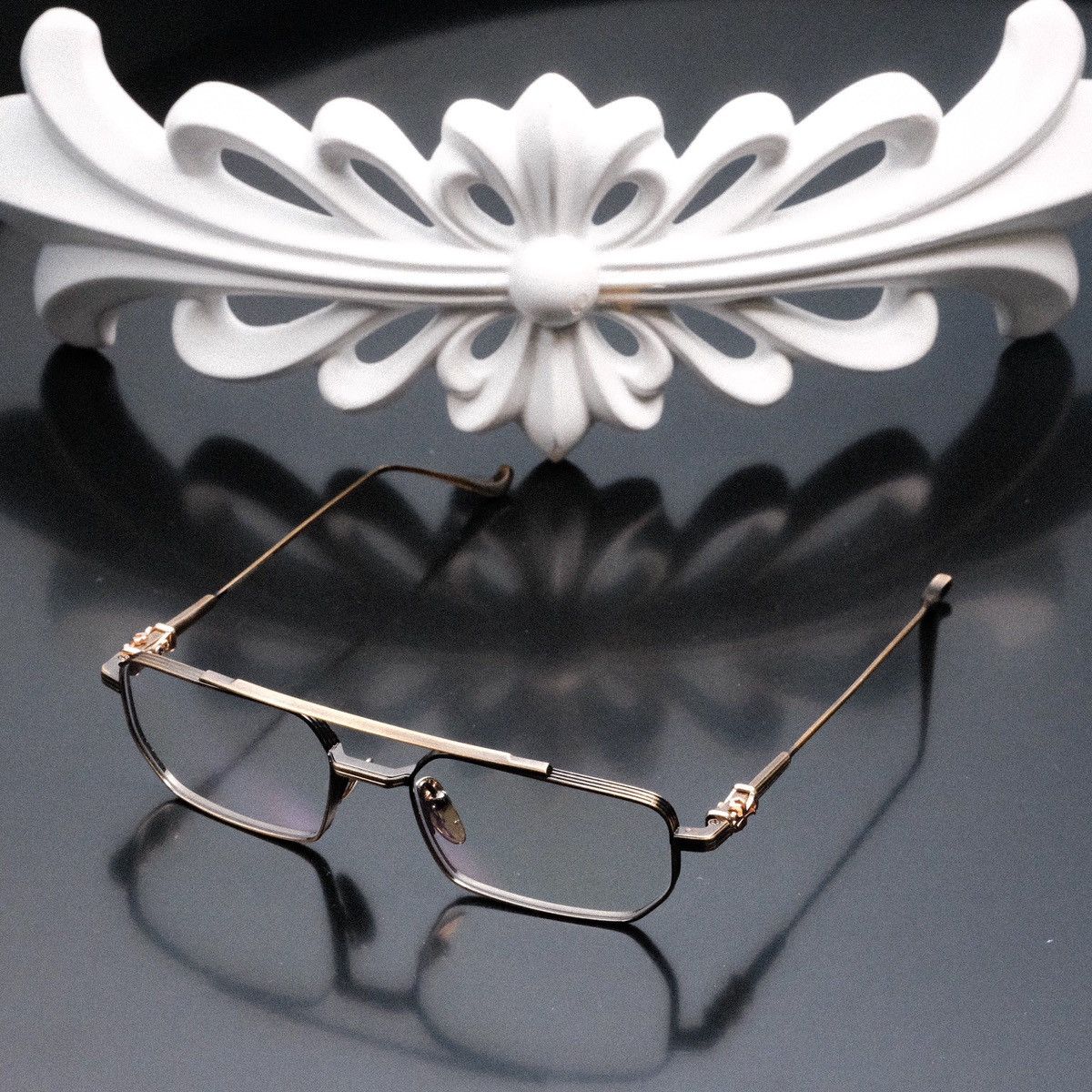 【CHROME HEARTS】GUSHER メガネ ANTIQUE Chrome Hearts Gusher - Antique Gold Glasses In Nd | ModeSens