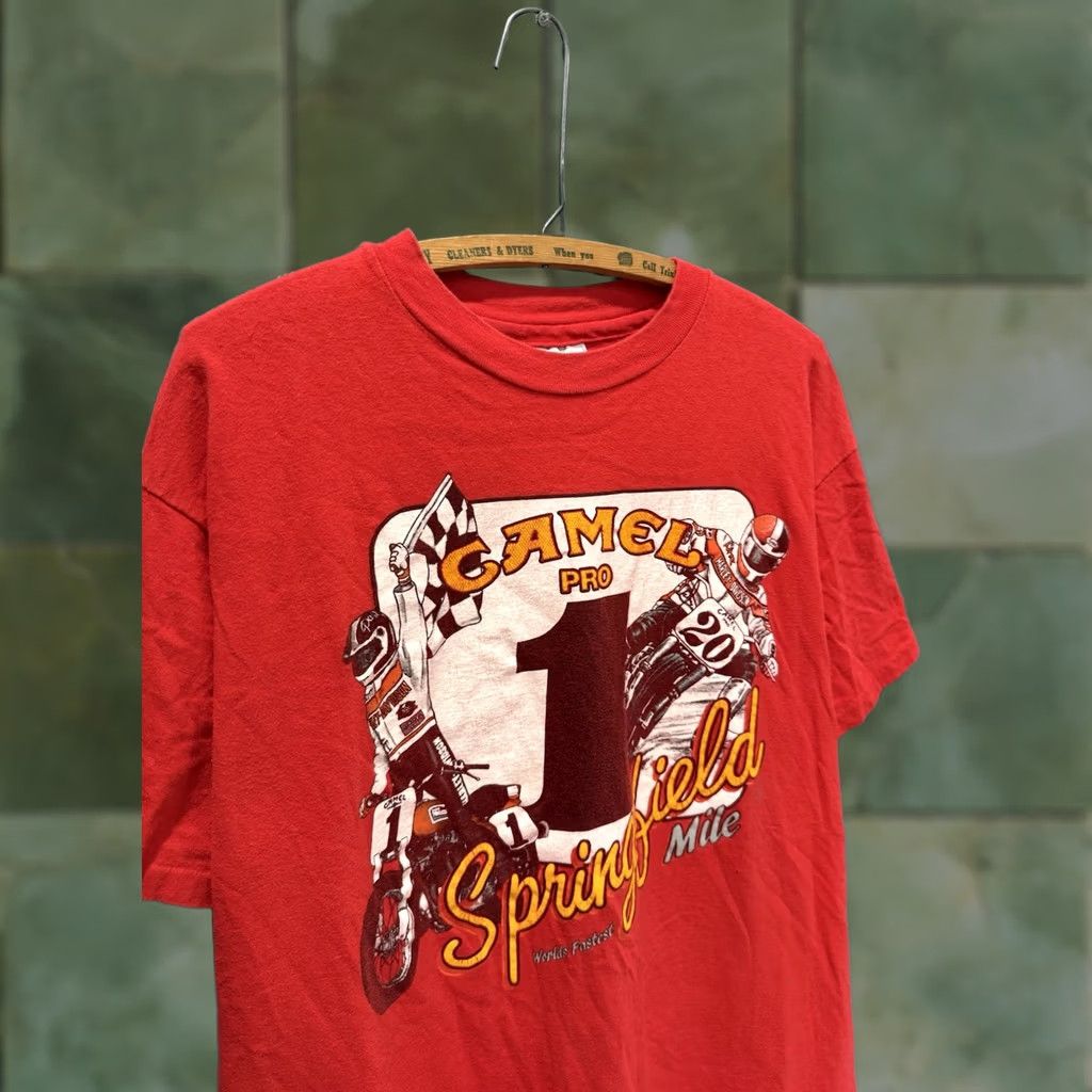 Camel VINTAGE Camel Pro Springfield Mile Motorcycle Racing Red Tee Shirt XL Shirt Mens 1990s Cotton Size US XL / EU 56 / 4 - 1 Thumbnail