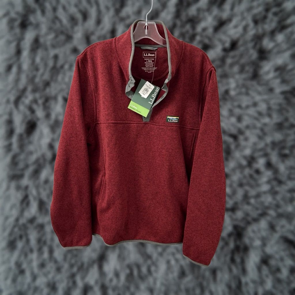 Vintage VINTAGE? No — NWT L.L. Bean Sweater Fleece Pullover Mens Large Red 298050 Knit Pocket Pullover Hiking Casual Winter Fall Ski Size US L / EU 52-54 / 3 - 1 Thumbnail