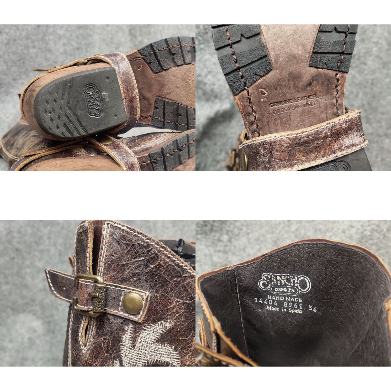 Vintage VINTAGE Sancho Boots Barbados Leather Embroidered Logo Buckle Boot Women 6 Brown 90s Size US 6 / IT 36 - 10 Thumbnail