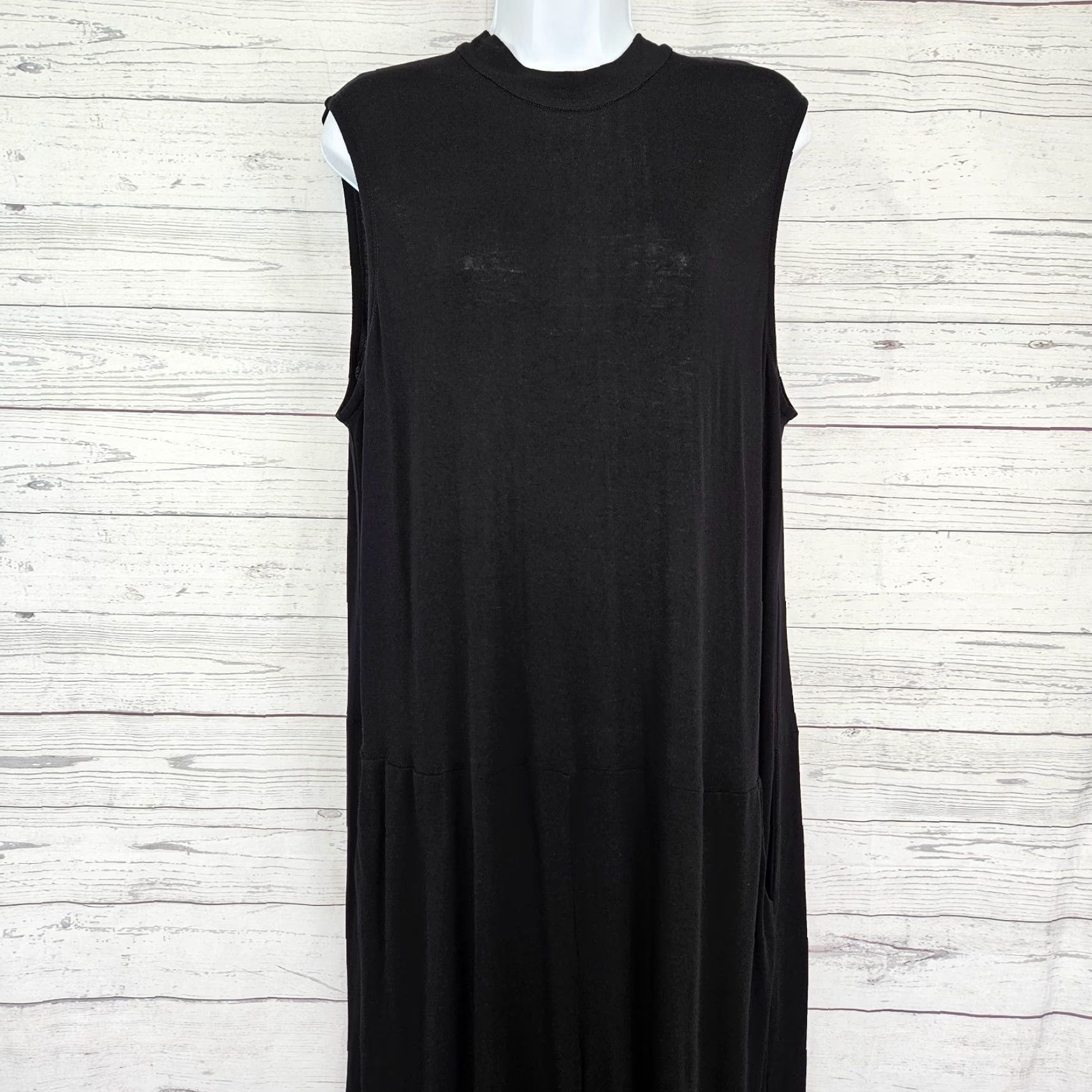 Eileen Fisher Eileen Fisher Jumpsuit Womens Solid Black Sleeveless Pockets Sz M Medium Warm-Weather Wide-Leg Adult Womens Size 32" / US 10 / IT 46 - 2 Thumbnail