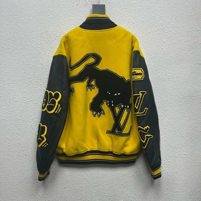 Louis Vuitton Louis Vuitton Black Yellow Baseball Jacket-2506 Size US XXL / EU 58 / 5 - 2 Thumbnail