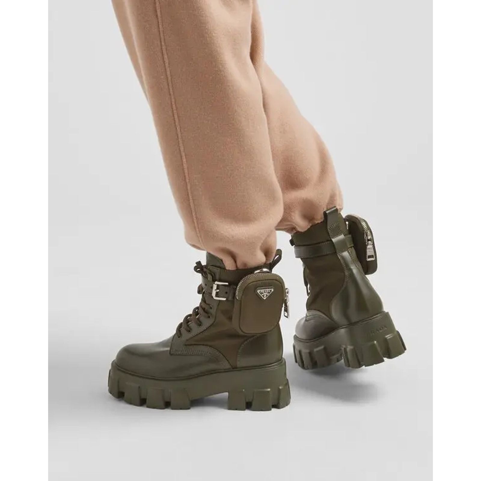 Prada Prada Monolith Green Leather Nylon Pouch Combat Boot 40 Size US 10 / IT 40 - 5 Thumbnail