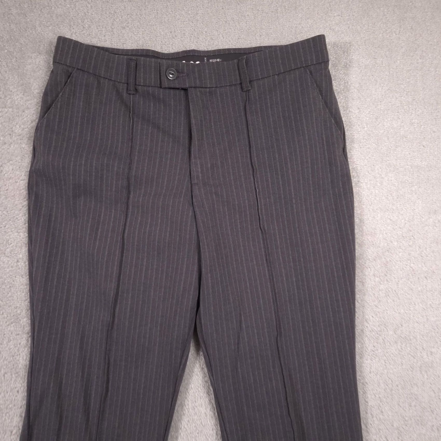 Lee Lee Pants Womens 12M Gray Pinstripe Flat Front Stretch Dress Slacks Business Size 34" / US 12 / IT 48 - 4 Thumbnail