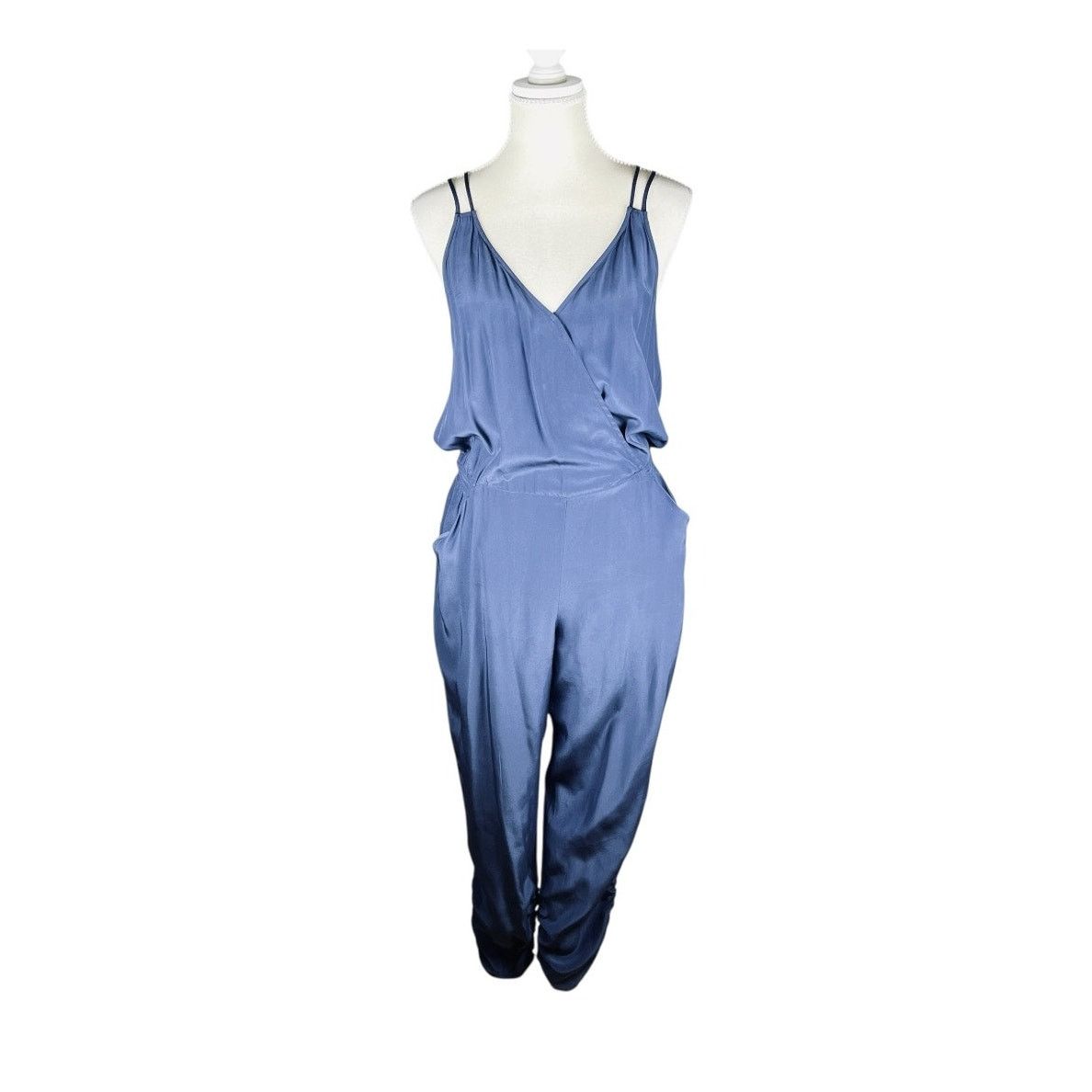 Parker Parker Chapman Navy Silk Jumpsuit Open Back Ruched Ankle M Size 30" / US 8 / IT 44 - 1 Thumbnail