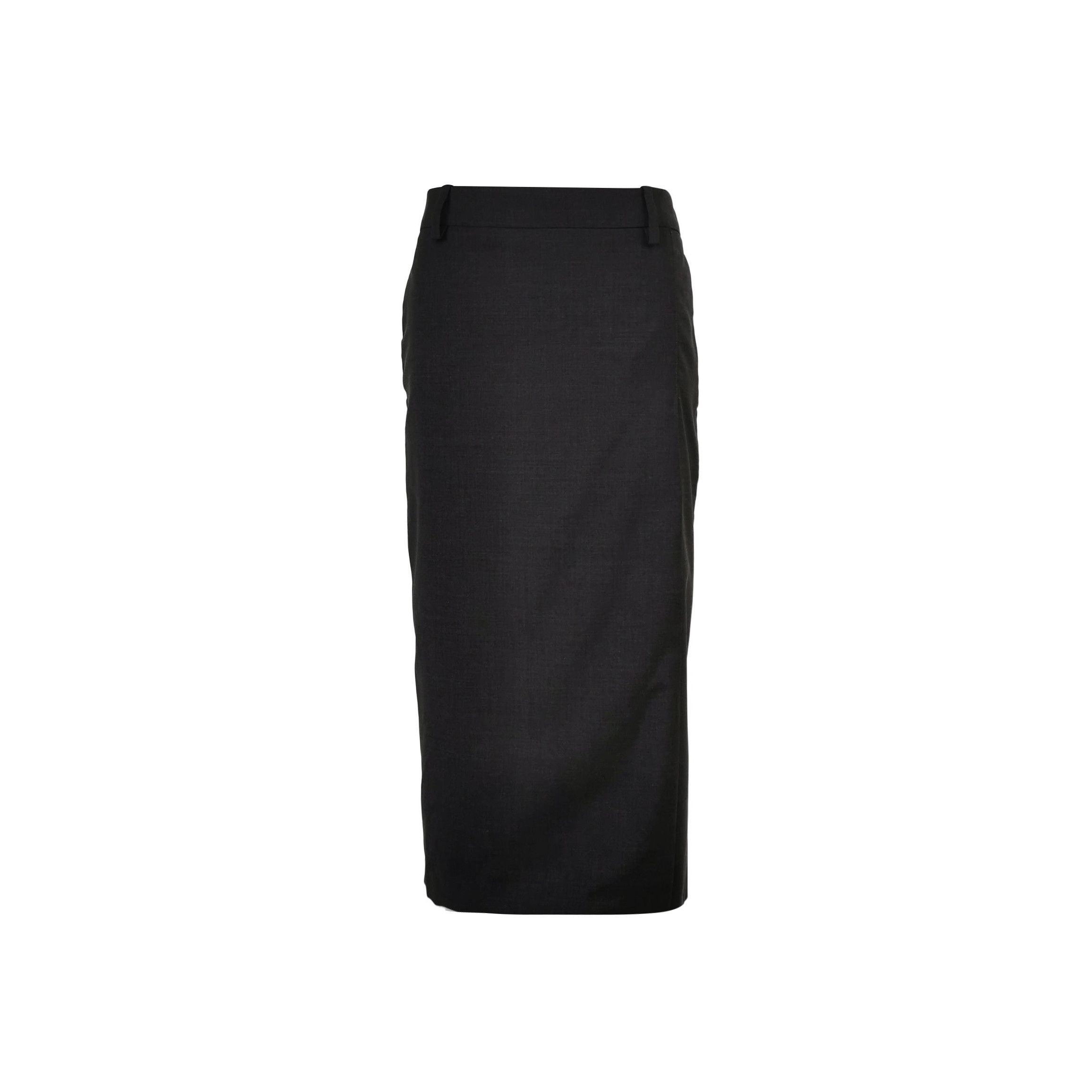 Prada Black Wool Midi Skirt Size 38 0089