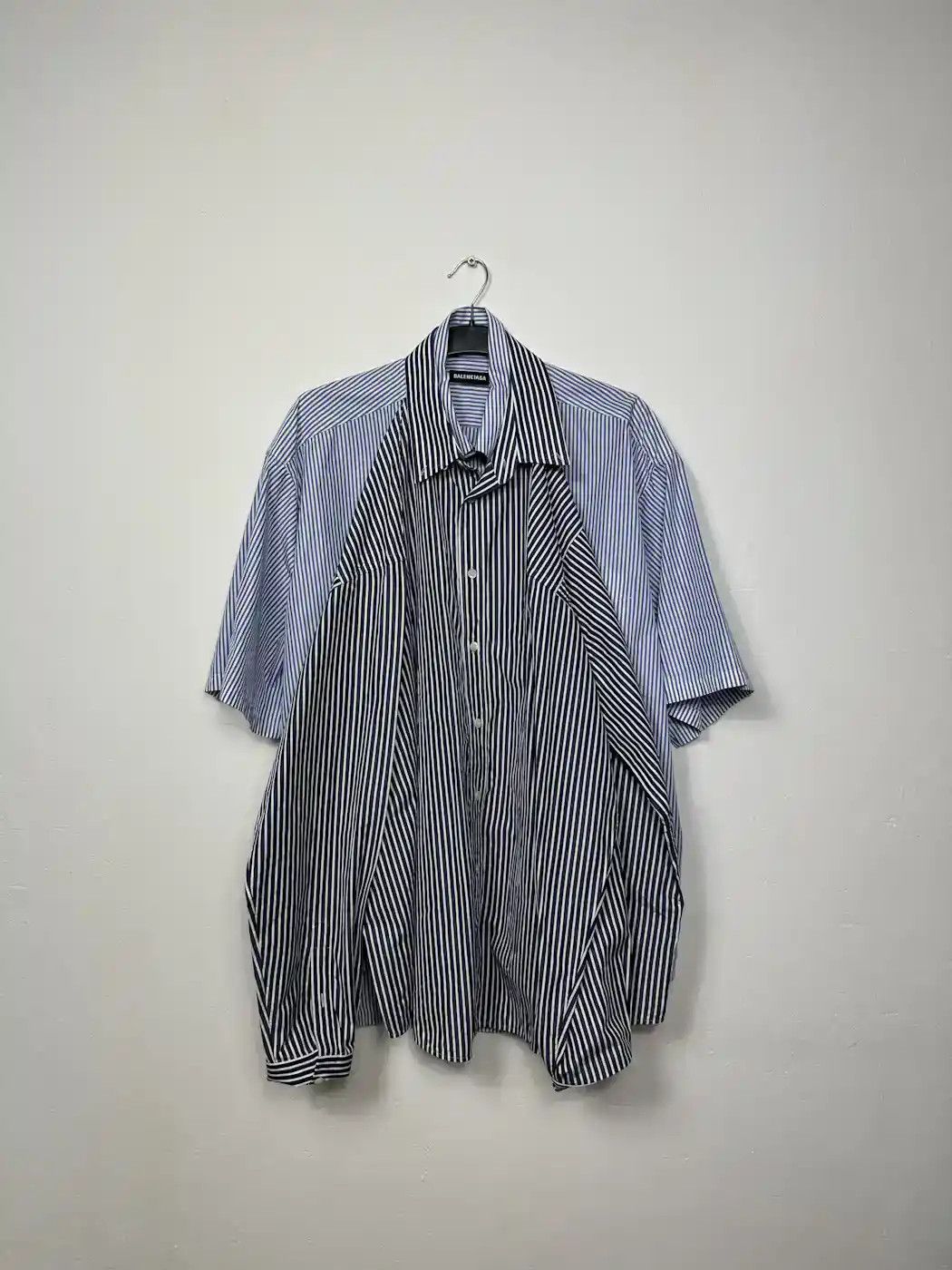 image of Balenciaga Ss18 Double Shirt Size 38 L in White/Blue, Men's