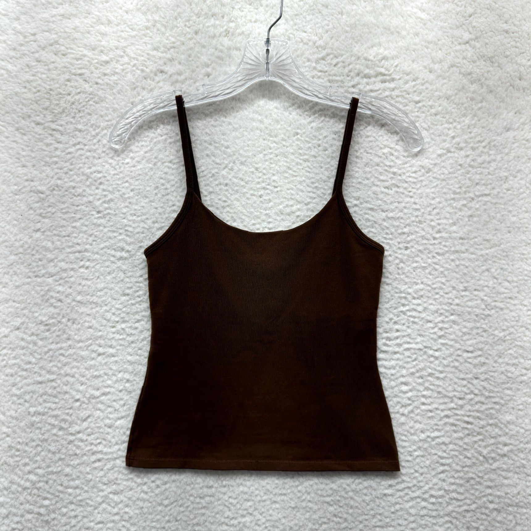 Vintage VINTAGE Y2K Camisole Tank Top Small Brown Stretch Built-in-Bra Boho Fairy Grunge Size S / US 4 / IT 40 - 2 Thumbnail