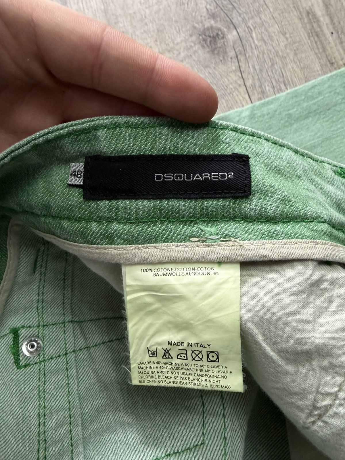 Dsquared2 2004 Dsquared green washed denim jeans big buttons Size US 31 - 7 Thumbnail