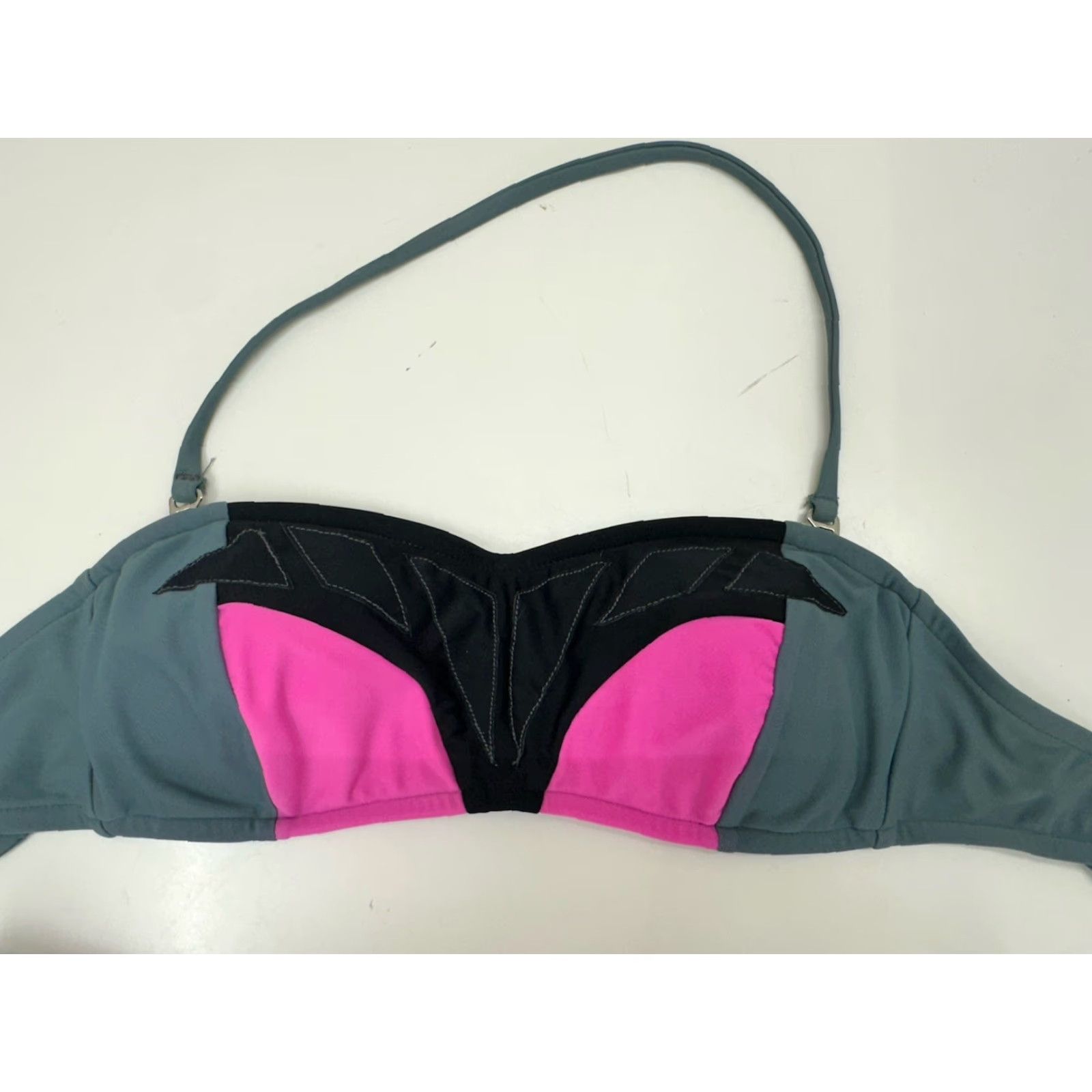 Vintage Xhilaration Womens Bikini Size S/M Gray Two Piece Bandeau Top Halter Neck Bikini Set Beach Padded Womens Size S / US 4 / IT 40 - 2 Thumbnail