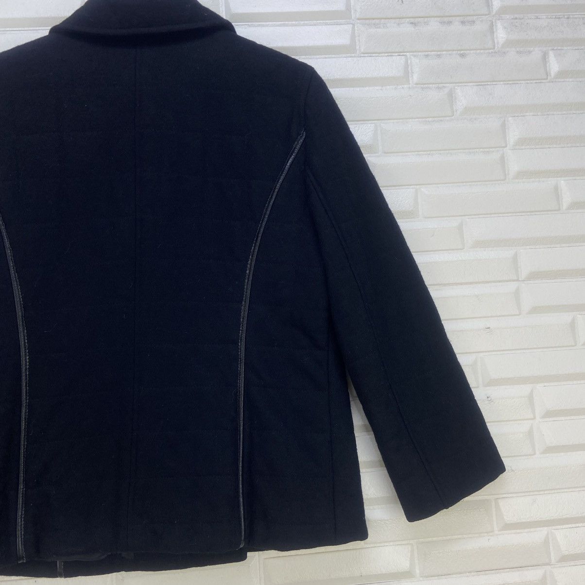 Designer × Sonia Rykiel Sonia Rykiel Leather Trimmed Wool Jacket Coat Size XS / US 0-2 / IT 36-38 - 10 Thumbnail