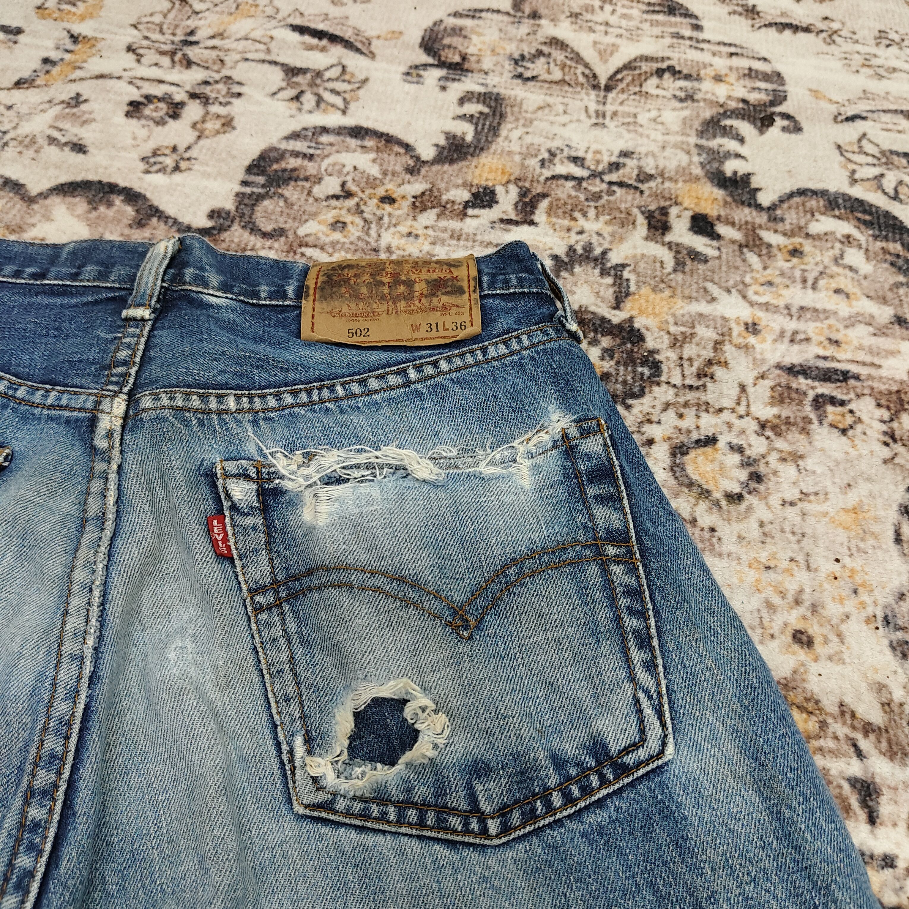 Levi's Vintage Levi's 502 Big E Selvedge Distressed Jean Size US 30 / EU 46 - 11 Thumbnail