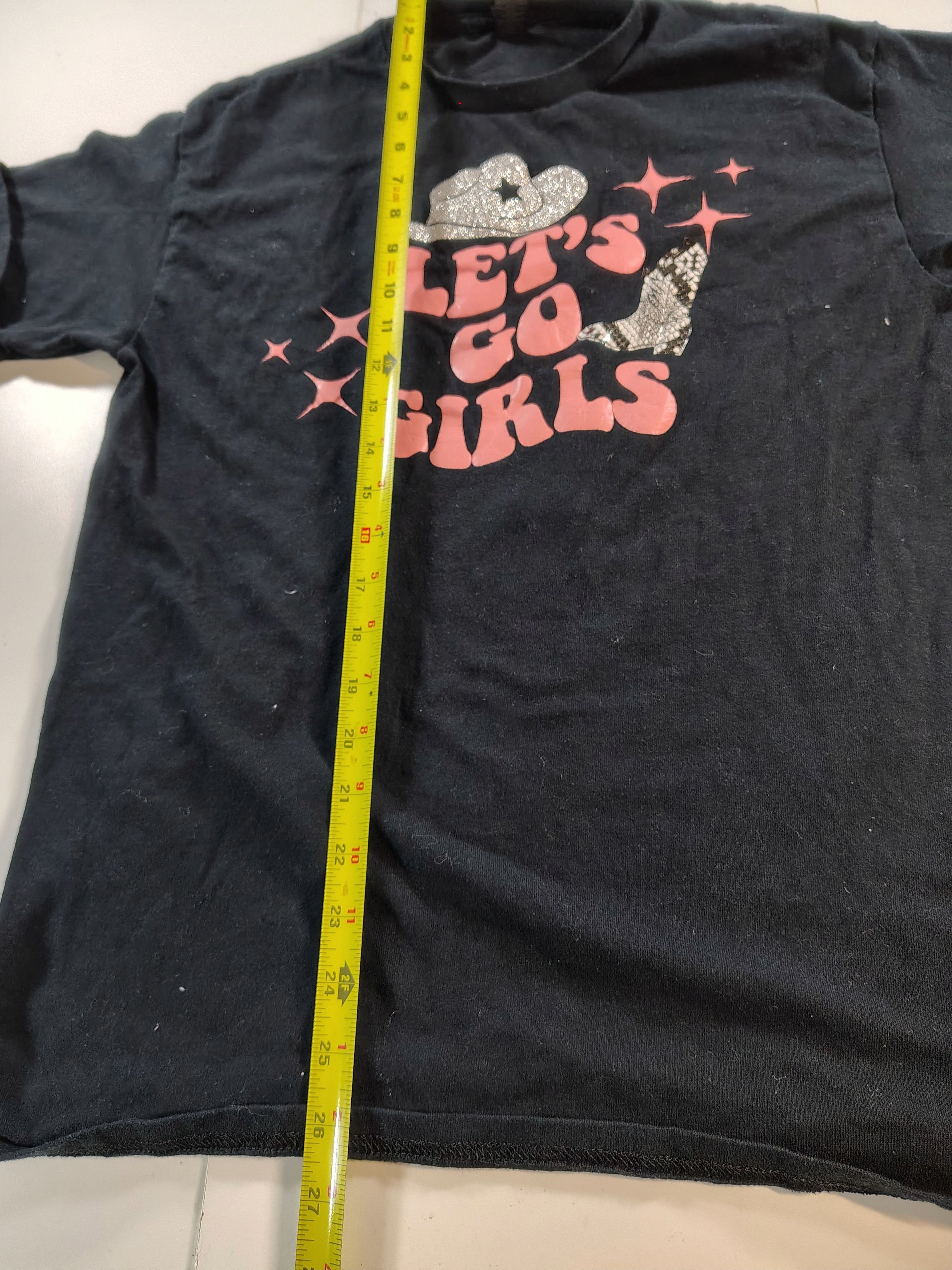 Gildan Women's Black "Lets Go Girls" Cowgirl Western Graphic Shirt Size M / US 6-8 / IT 42-44 - 3 Thumbnail