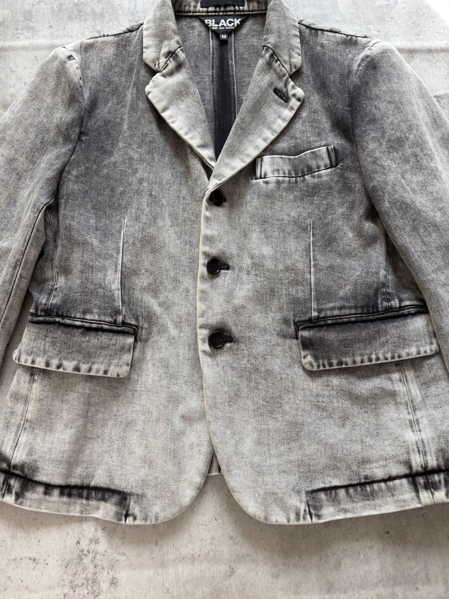 Comme des Garcons Black Comme des Garçons Black SS21 Gray Washed Denim Blazer Size US M / EU 48-50 / 2 - 2 Thumbnail