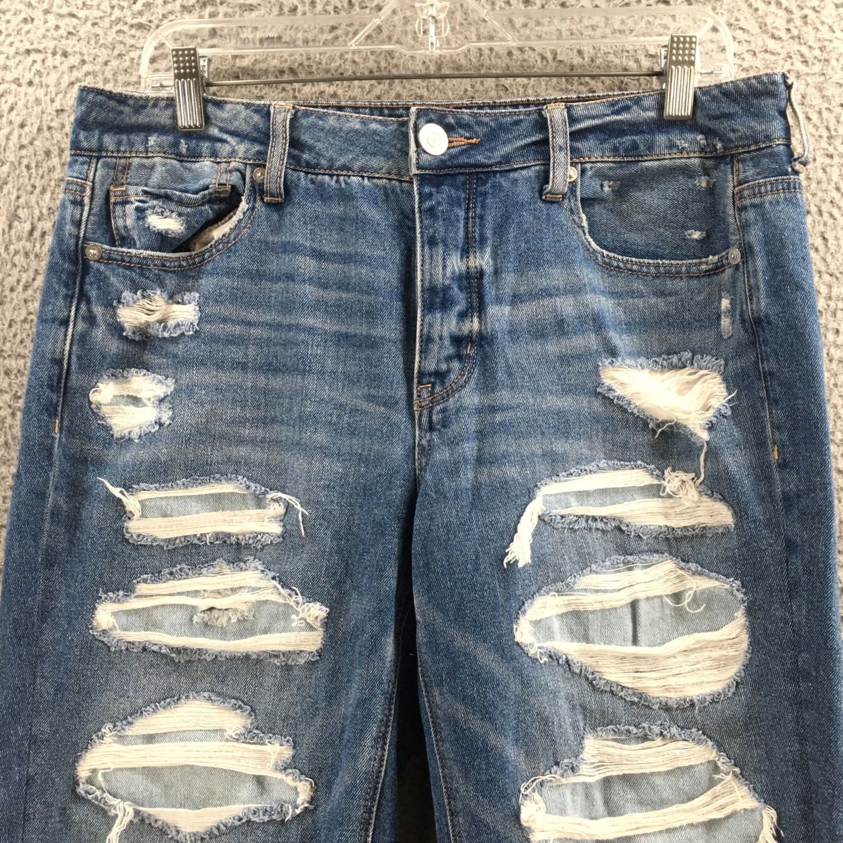 American Eagle Outfitters American Eagle Outfitters Jeans Women 10 Mid Rise Blue Denim Distressed Zip Fly Slim Skinny 5-Pocket Style Womens Size 32" / US 10 / IT 46 - 2 Thumbnail