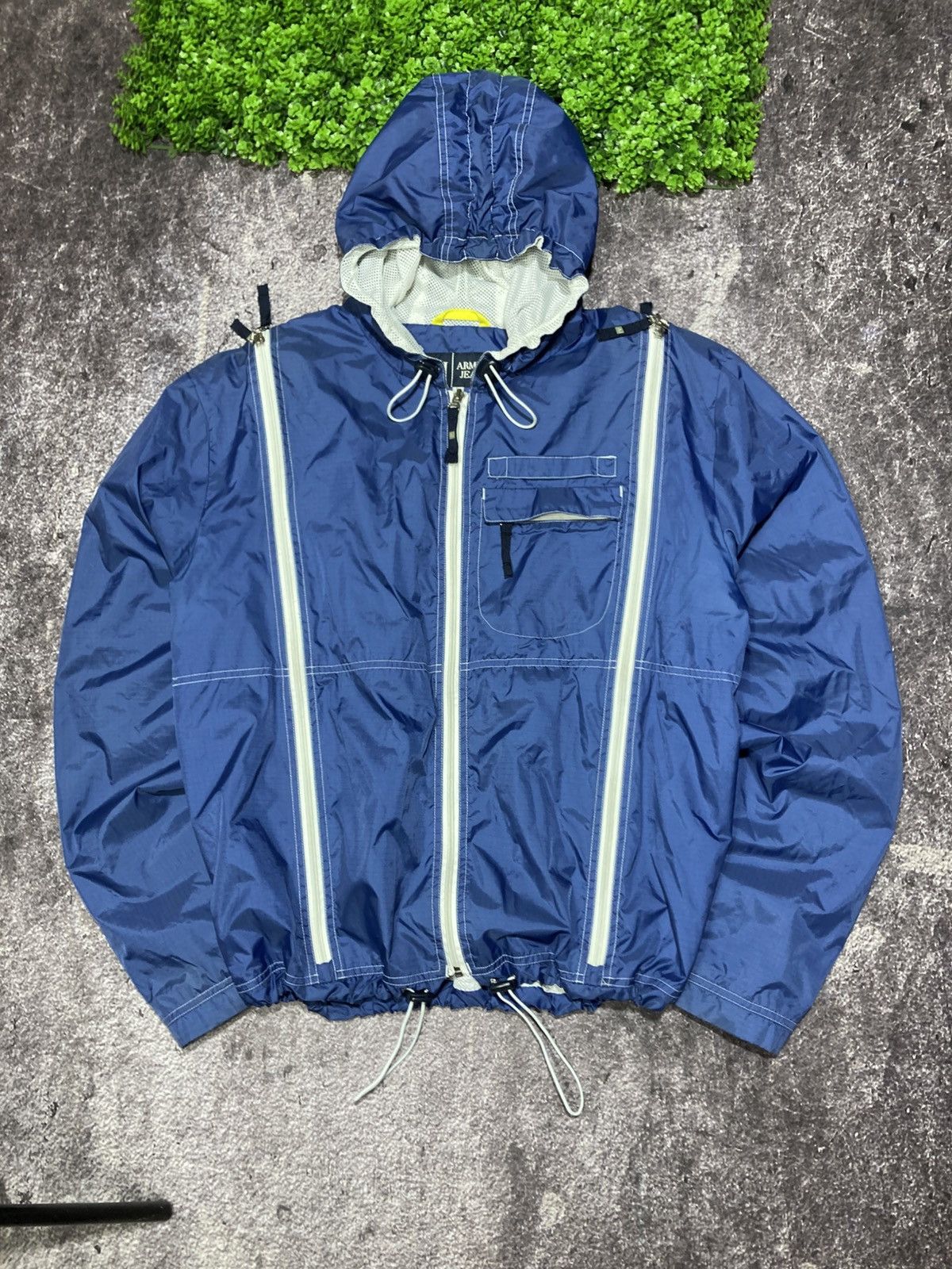 Armani ARMANI JEANS Vintage Jacket Blue Nylon Tech Multi Zip Size US L / EU 52-54 / 3 - 2 Thumbnail