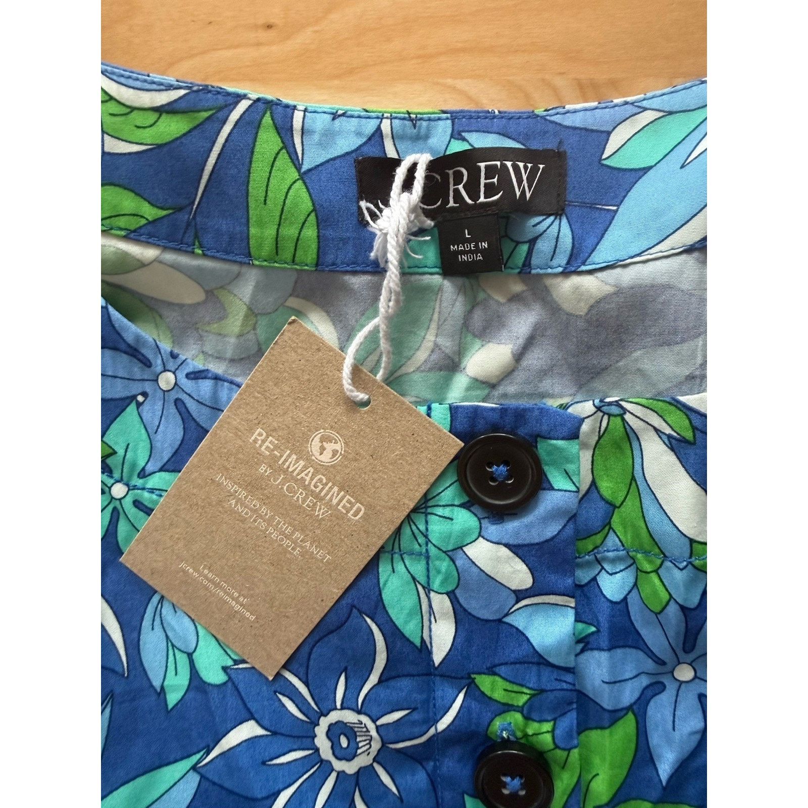 J.Crew nwt JCrew Button-front shift dress in cobalt floral Tropical Size L / US 10 / IT 46 - 3 Thumbnail