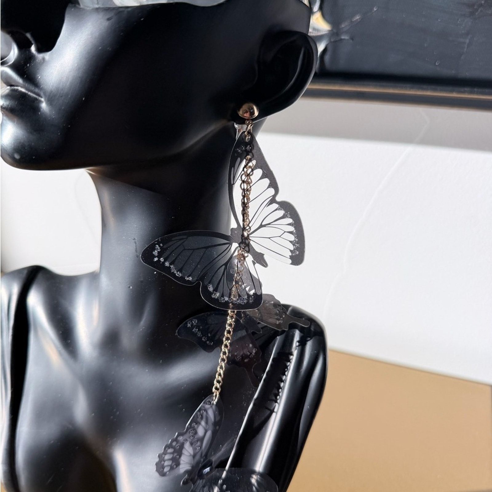 Other Acrylic Tassel Butterfly Long Drop Earrings Size ONE SIZE - 7 Thumbnail