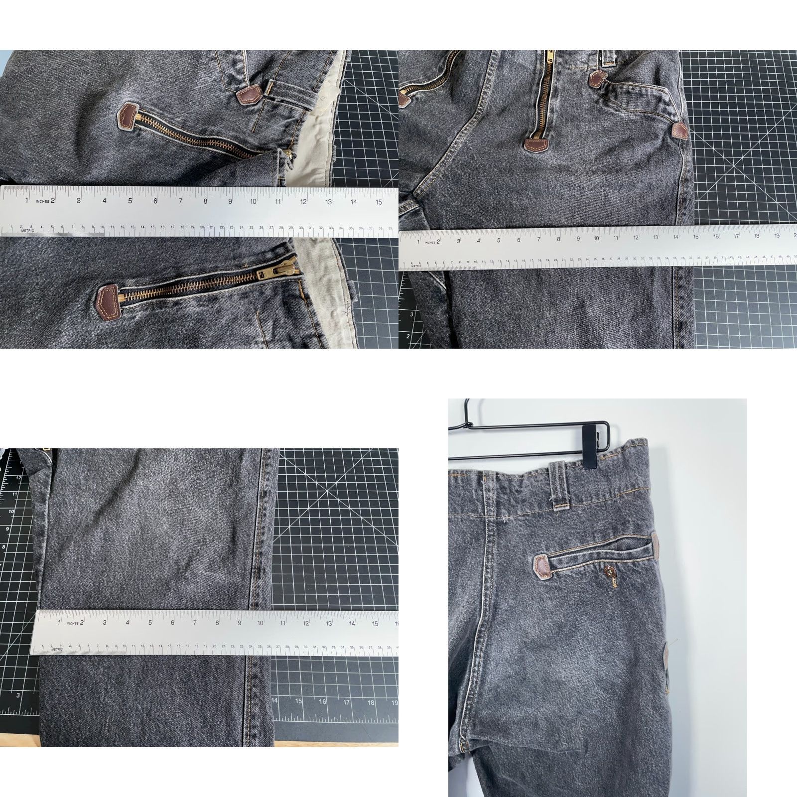 Denime VINTAGE FHE Jeans Men Baggy Fit 40 x 26 Black Denim German Made Dual Zipper 5-Pocket Hip Hop Baggy Mens Jeans Size US 40 / EU 56 - 8 Thumbnail