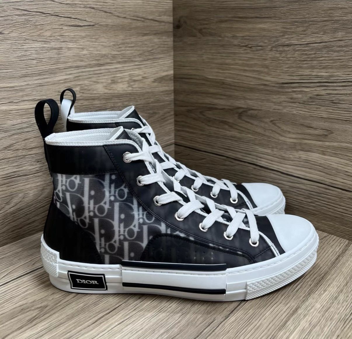 Dior Dior B23 Black & White Mesh High-Top Sneakers J41 Size US 8.5 / EU 41-42 - 2 Thumbnail