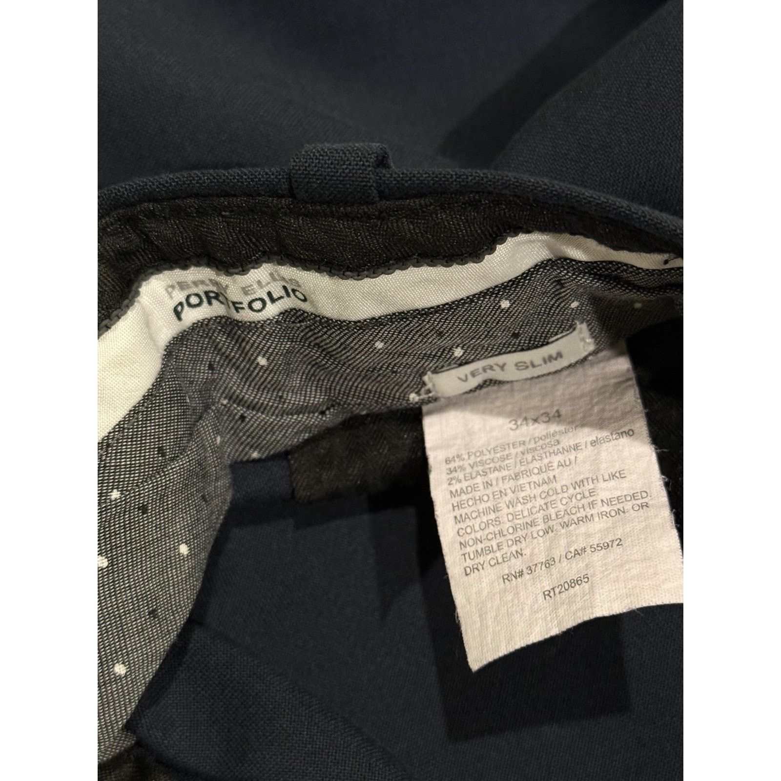 Perry Ellis Perry Ellis Men's Navy Very Slim Fit Dress Pants 34x34 Size US 34 / EU 50 - 5 Thumbnail