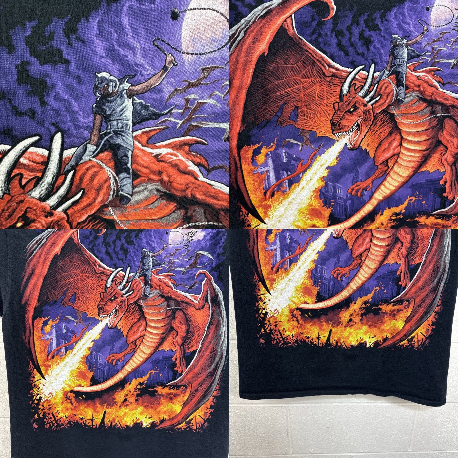 Liquid Blue Liquid Blue Shirt XL Black Dragon T Shirt Graphic Print Fantasy 90s Big Print Mens Size US XL / EU 56 / 4 - 8 Thumbnail