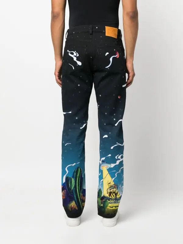 Casablanca o1mle0326 Printed Straight Leg Jeans Cowboy De in Multicolor Size US 32 / EU 48 - 4 Thumbnail